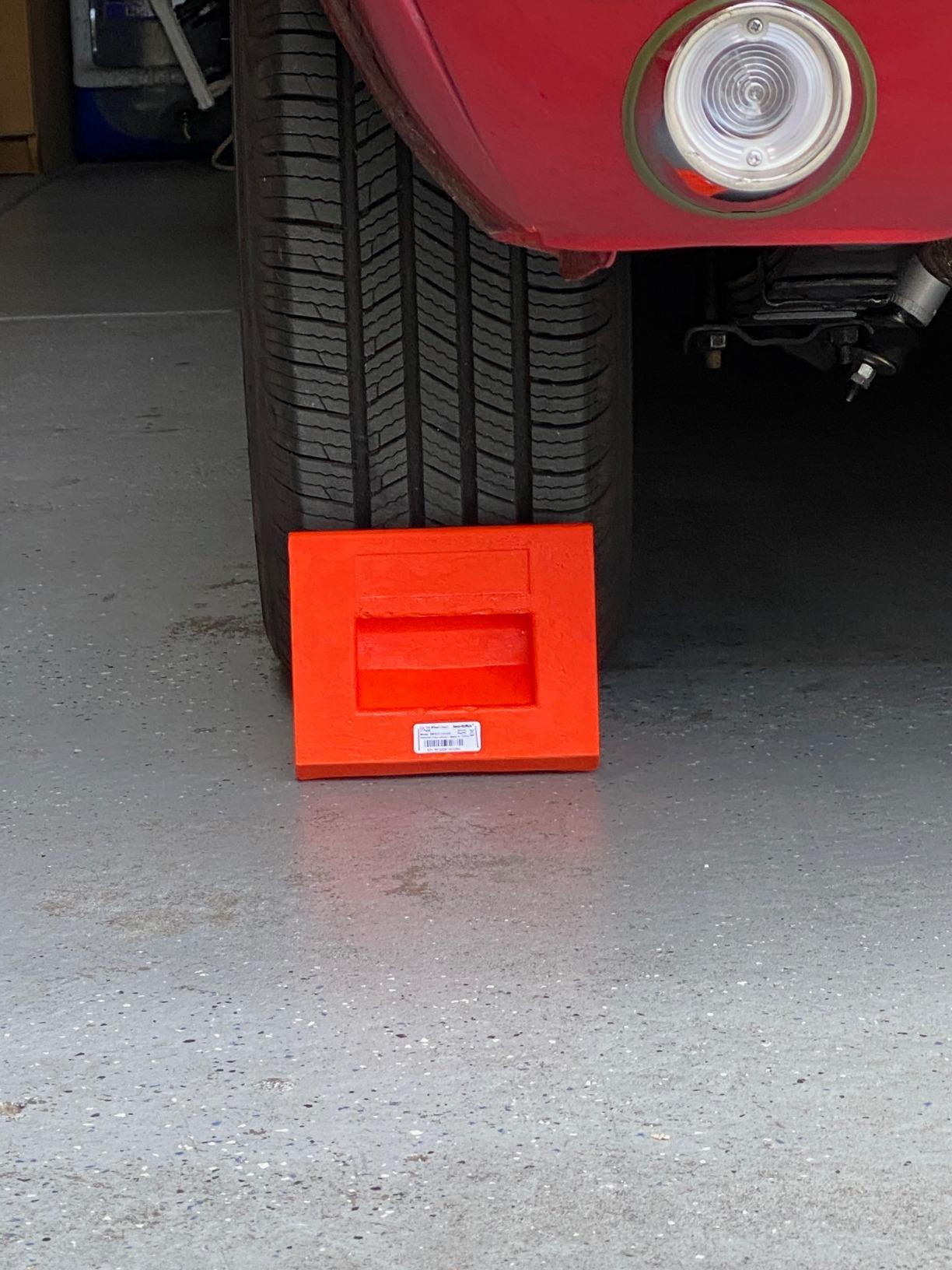 SECURITYMAN Heavy Duty Wheel Chocks (2 Pack) - Durable, Non-Slip, Solid Rubber Wheel Chocks for Boat Trailers, RV, Truck, Camper - Perfect on All Surfaces and in All Weather - Orange customer photo 1