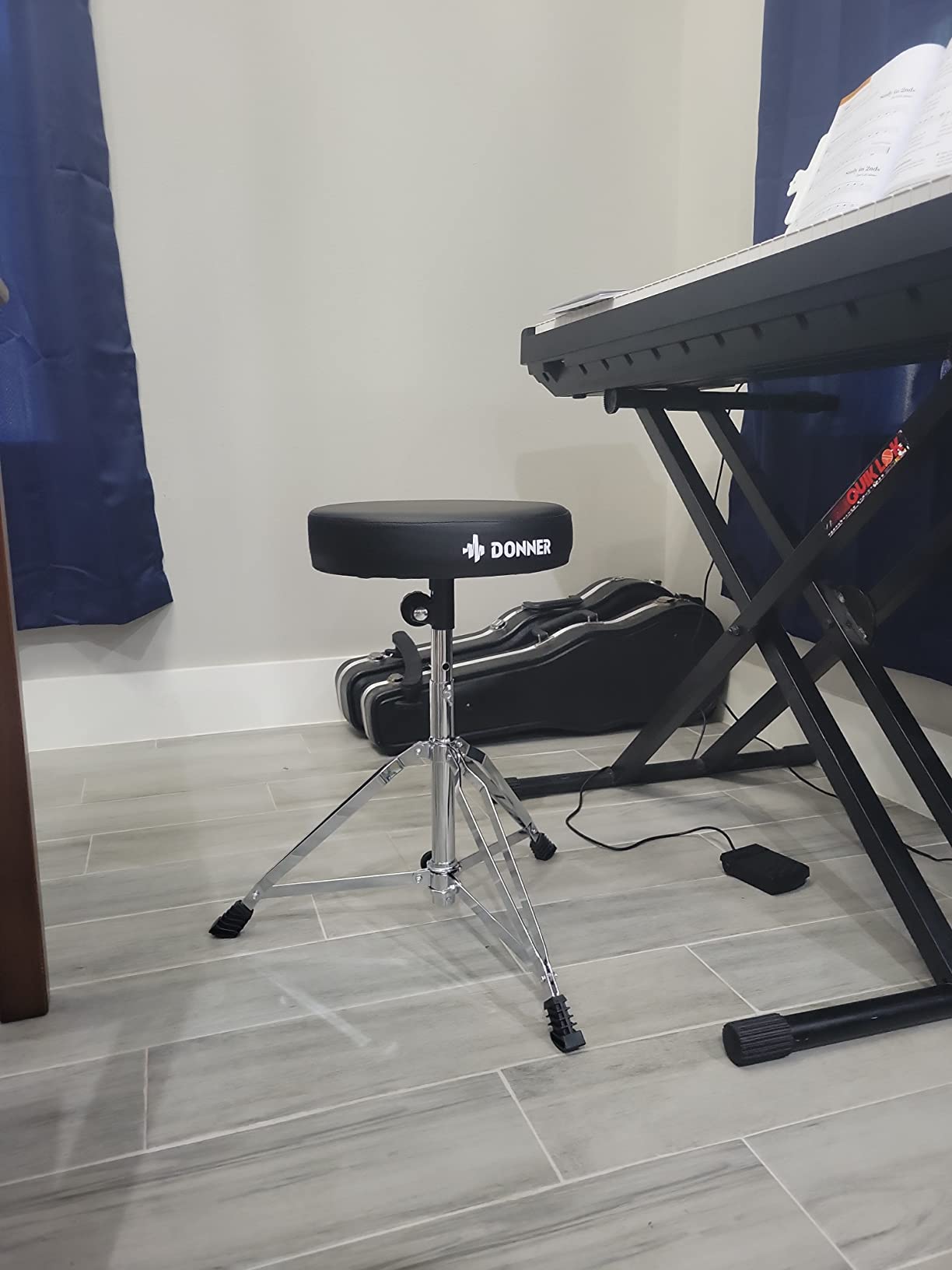 Donner Heavy Duty Drum Throne, Motorcycle Style Drum Stool, Widened Drum Seat with Upgraded Materials, Height Adjustable Padded Drum Chair, Double Braced customer photo 2
