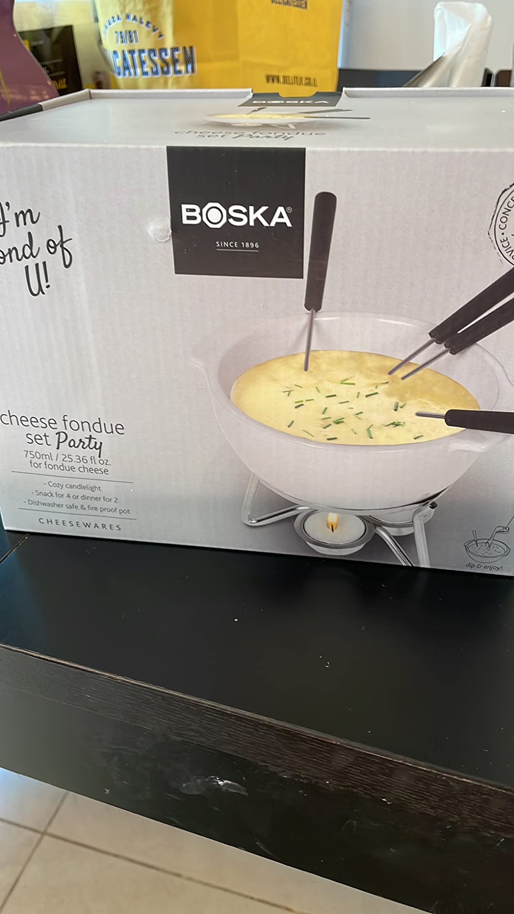 Boska Cheese Fondue Party Set - Fondue Pot Set Microwave Safe Ceramic Hot Pot Chocolate Fountain Snack - Wedding Registry Items Small Kitchen Appliances for up to 4 Persons customer photo 1