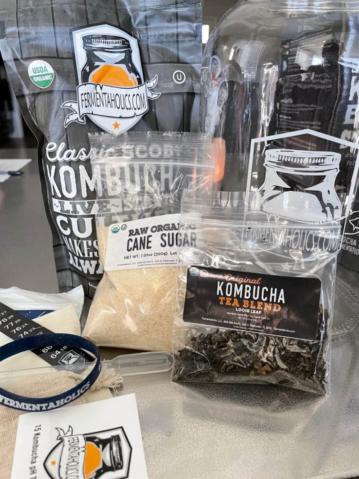 Kombucha Brewing Starter Kit - USDA Certified Organic SCOBY & Tea, Complete Home Kombucha Making Kit with Culture, Kosher Certified (Deluxe Kombucha Brewing Kit) customer photo 2