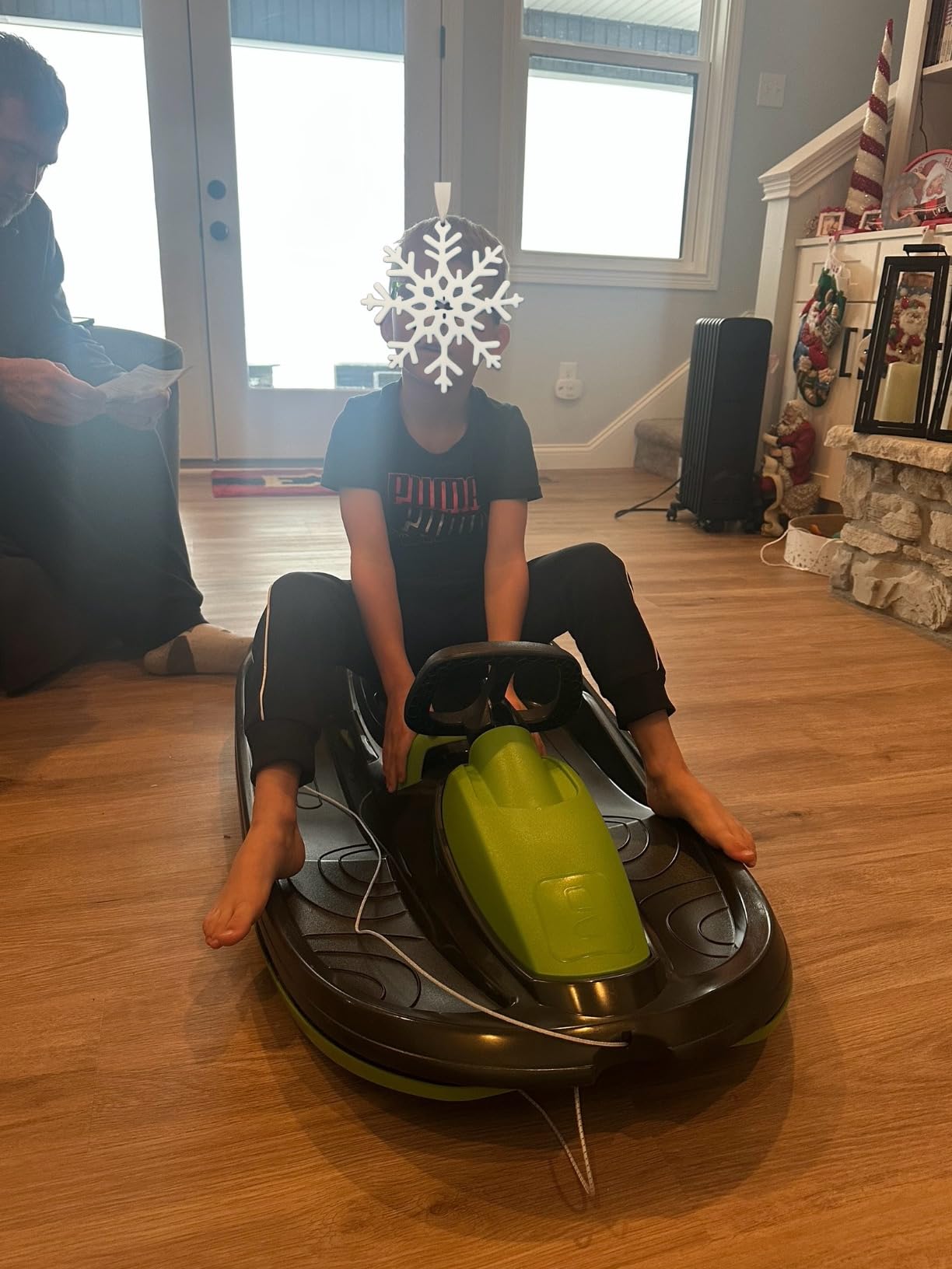 Snow Sled for Kids, Adults - Toboggan Sled, Easy Turning Steering Wheel, Anti-Slip Seat, Pull Up Brake, Durable Plastic Sled, Lightweight, Age 3+ 260 lbs customer photo 1