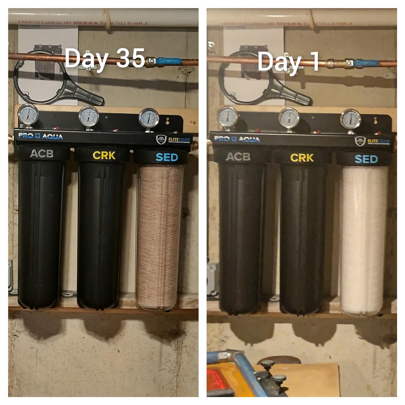 PRO+AQUA Elite Series GEN2 PRO-100-E 3-Stage Whole House Water Filtration System for City & Well Water with Pressure Gauges | Reduces Contaminants, Sediment, Chemicals, Heavy Metals, with 1” Ports customer photo 2