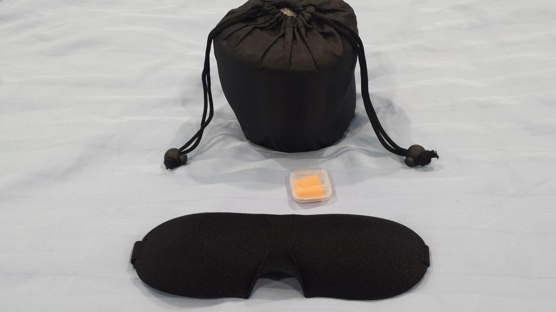 MLVOC Airplane Travel Neck Pillow for Sleeping, 3D-Eye Mask and Earplugs Kit, 3-in-1 Compact Lightweight Travel Pillow Kit, Curved Neck and Chin Support, Pure Memory Foam customer photo 2