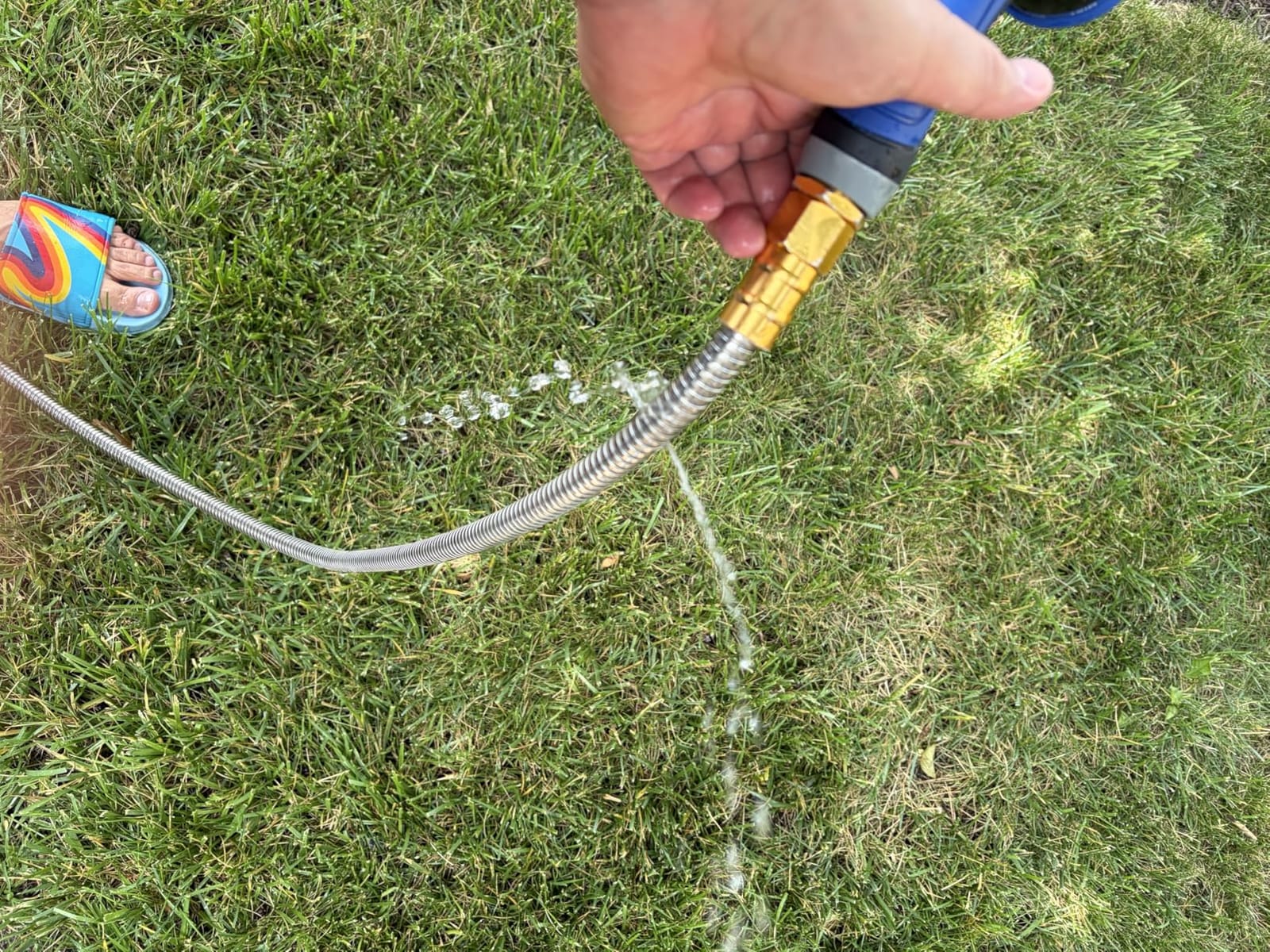 Rosy Earth Stainless Steel Garden Hose 100 FT, Heavy Duty Expandable Water Hose, No-Kink, No Bite, Flexible Garden Hoses for Yard, RV, Car customer photo 2
