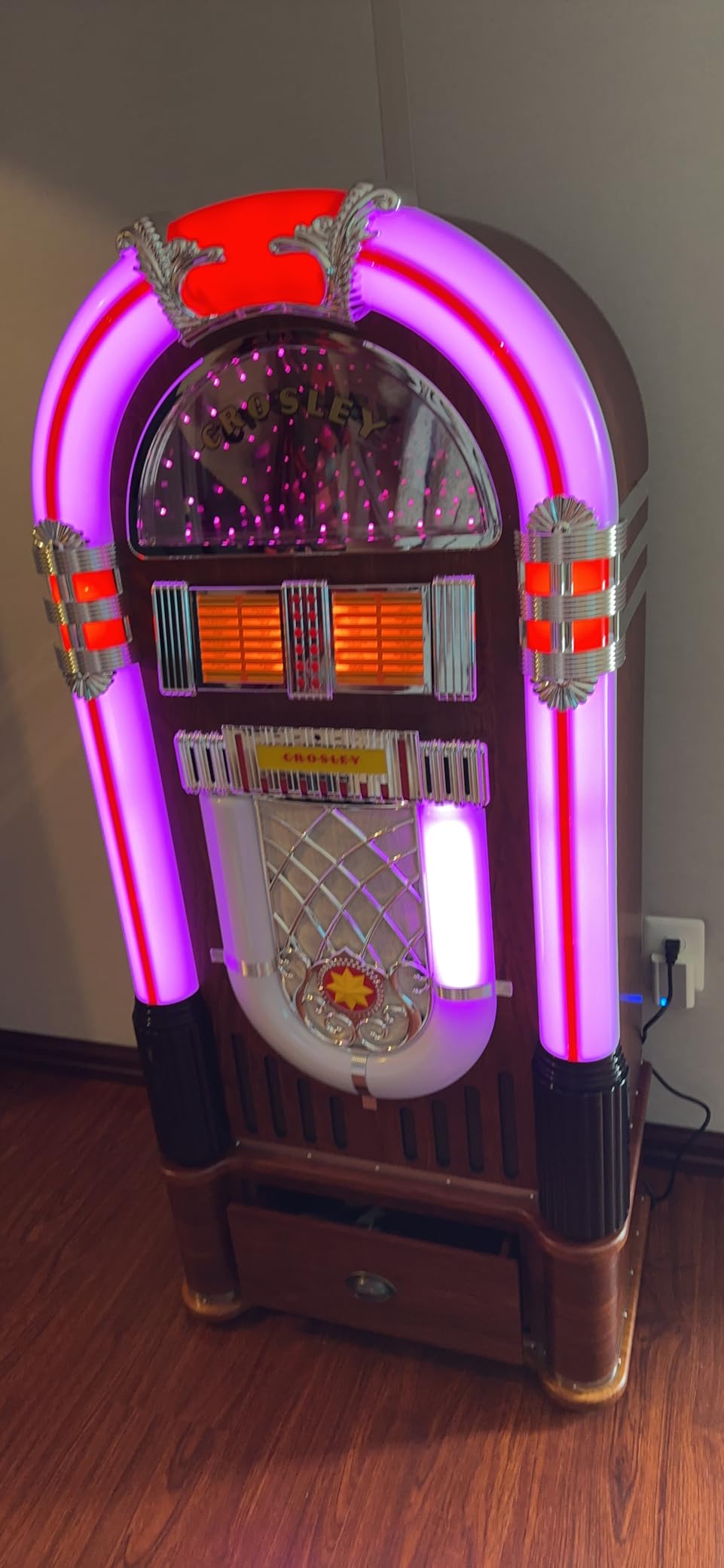 Crosley CR1215A-WA Jukebox, Includes AM/FM Radio & Bluetooth Receiver & CD Player with ST15-WA Stand Included - Walnut customer photo 2