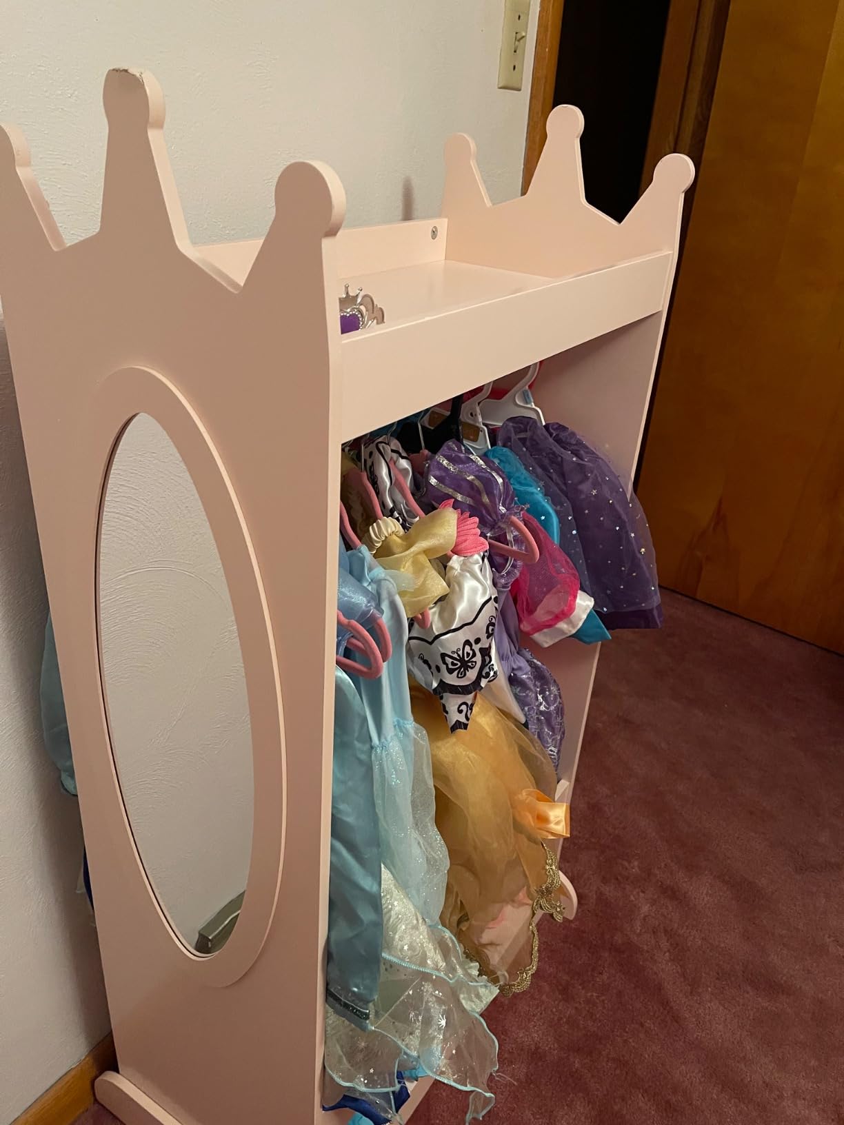 UTEX Kids Dress up Storage with Crown-Shaped Top and Mirror, Open Hanging Armoire Closet, Kids Wardrobe Closet, Wide Feet, Safety Acrylic Mirror, Water-based Paint customer photo 2