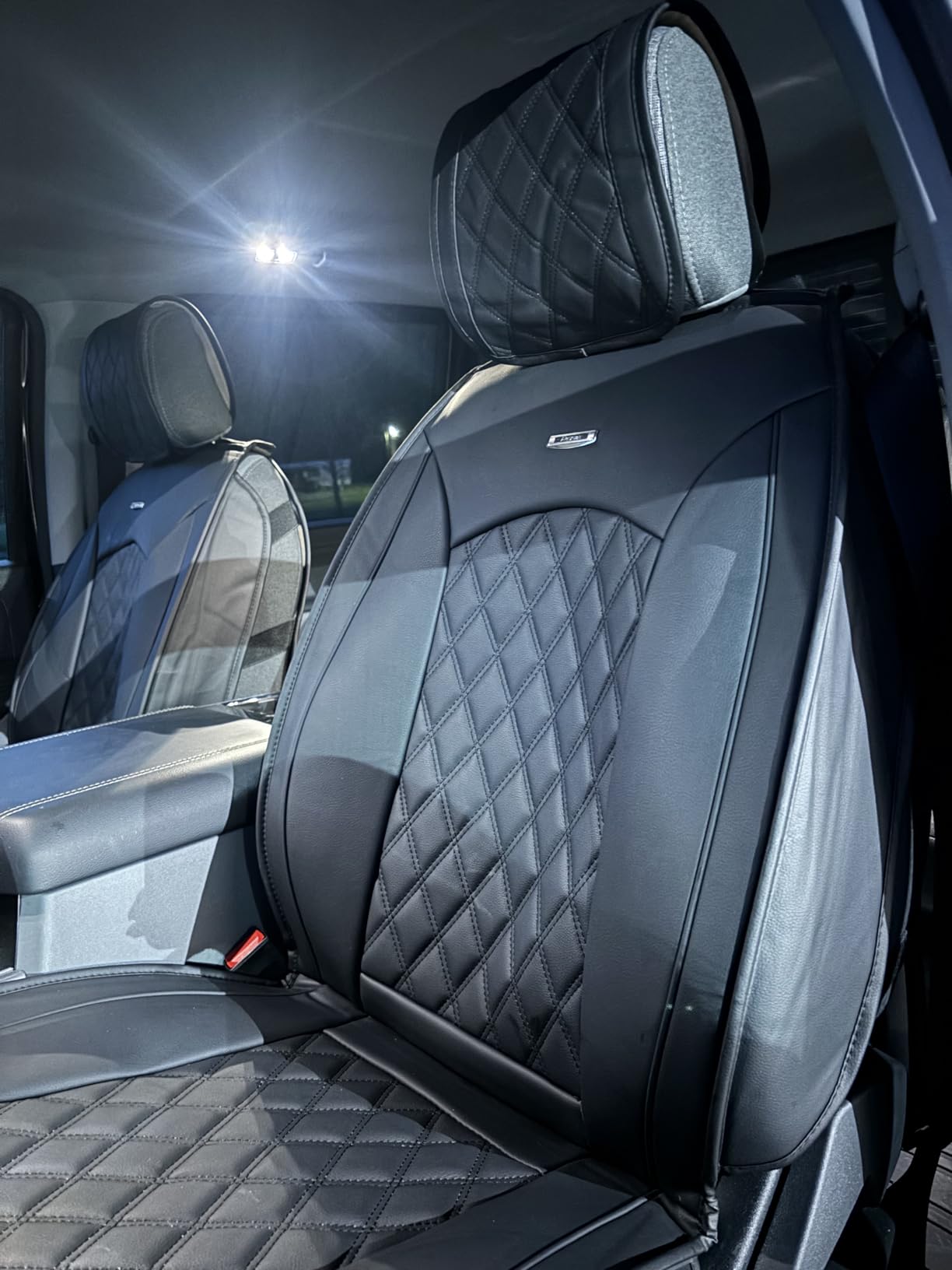 Car Seat Covers for Ford F150 F250 F350 F450 Truck (Black) | Custom Fit 2009-2026 F150 Crew Cab, 2017-2026 F250 F350 F450 Super Duty XLT STX XL Lariat Pickup, Waterproof Leather Full Set customer photo 2