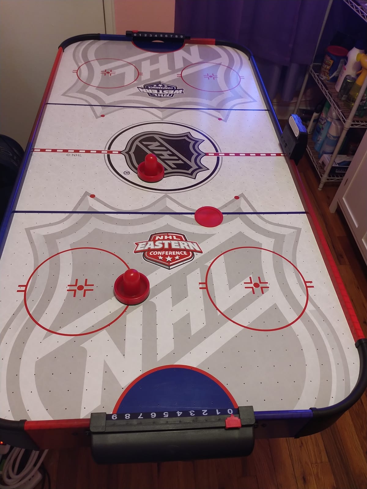 EastPoint Rush Indoor Air Hockey Table - 48 in, Multicolor - Powered Surface for Tabletop Air Hockey - LED Scoring & Stadium Sounds for Home Arcade Games - Family Competition with Game Room Games customer photo 2