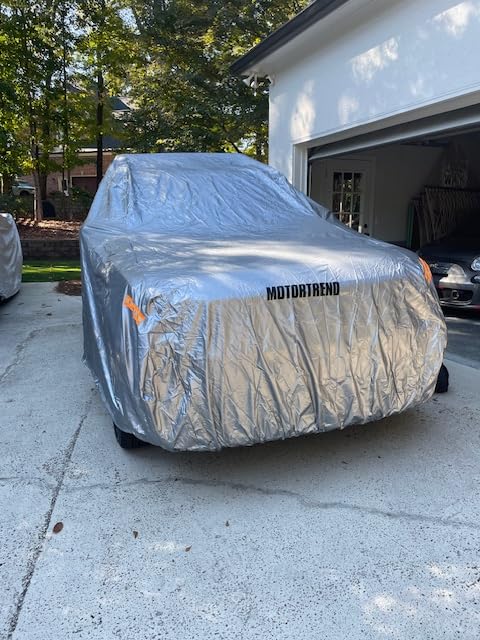 Motor Trend Safeguard Heavy Duty Car Cover for Vans & SUVs - Car Tarp Waterproof All Weather SUV, Sun Protection, UV Rain Snow Winter, Outdoor Reflective - Up to 185