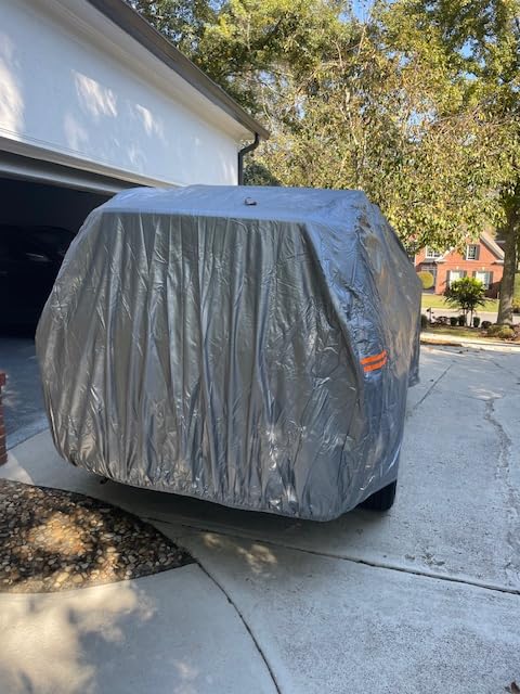 Motor Trend Safeguard Heavy Duty Car Cover for Vans & SUVs - Car Tarp Waterproof All Weather SUV, Sun Protection, UV Rain Snow Winter, Outdoor Reflective - Up to 185