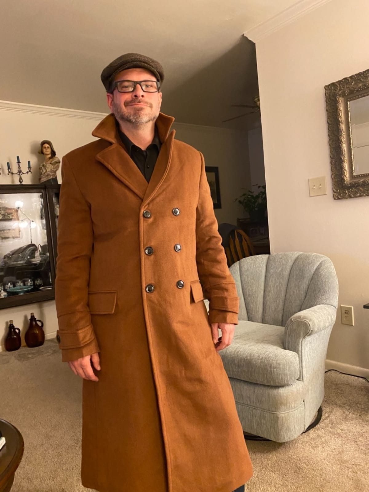 APTRO Men's Luxury Full Length Trench Coat Long Wool Overcoat Winter Windbreaker customer photo 1