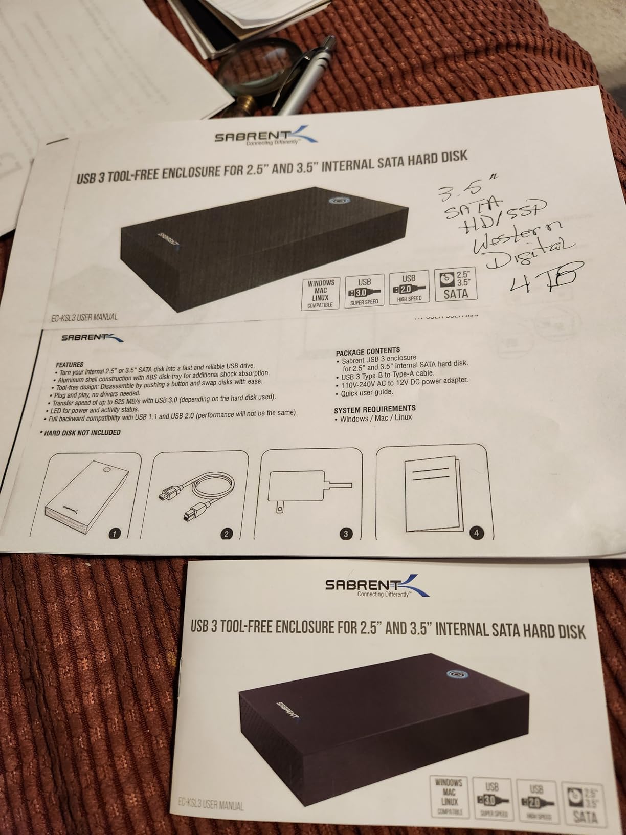 SABRENT USB 3.0 Hard Drive Enclosure, 2.5/3.5in SATA HDD/SSD (EC-KSL3) customer photo 1