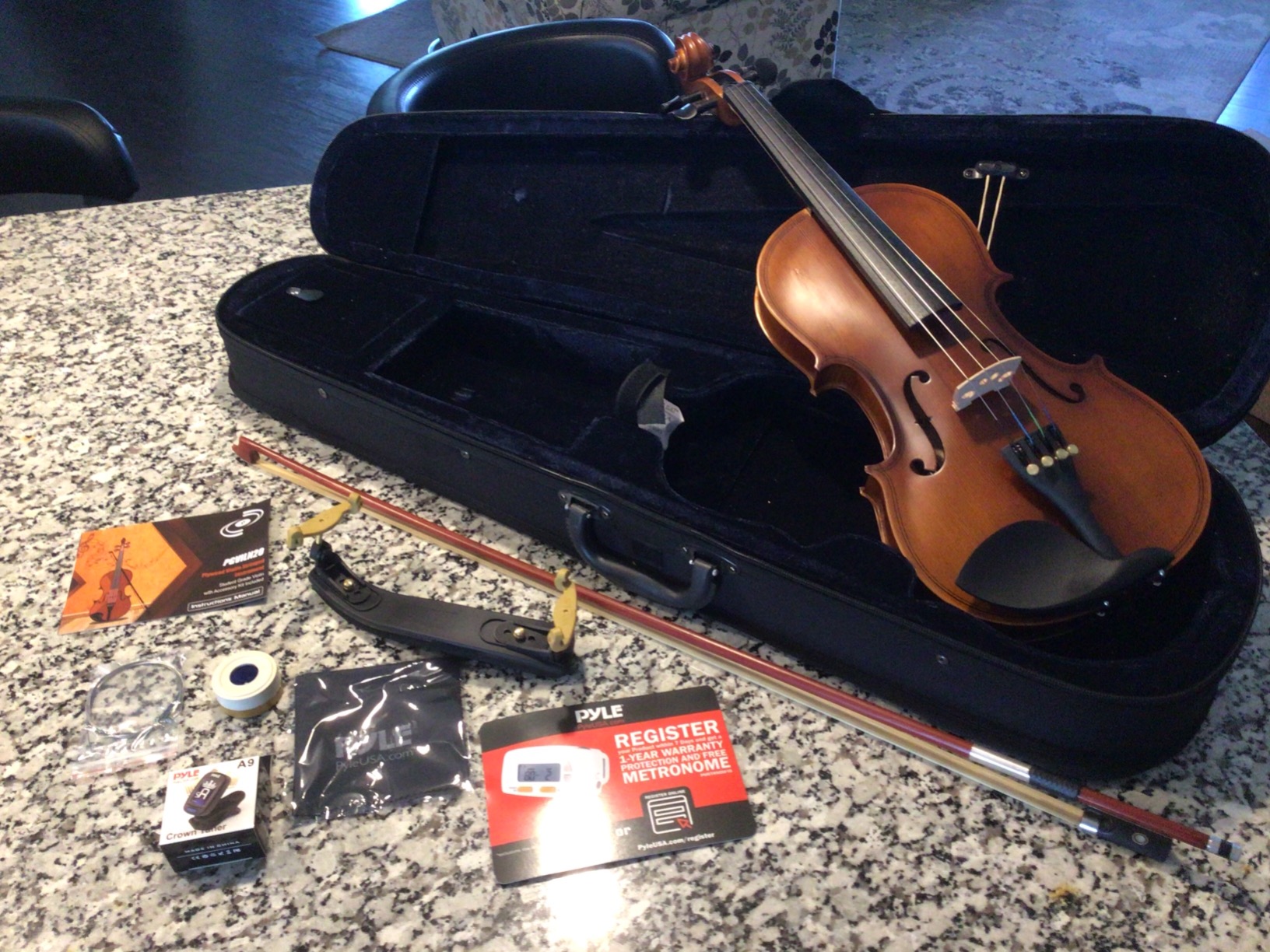 Pyle 4/4 Full Size Acoustic Violin for Beginners - Complete Violins Set with Hard Case, Bow, Extra Strings, Rosin, Full Accessories Kit - Mobile App Tuner 2 Month Free Lessons for Kids & Adults customer photo 1