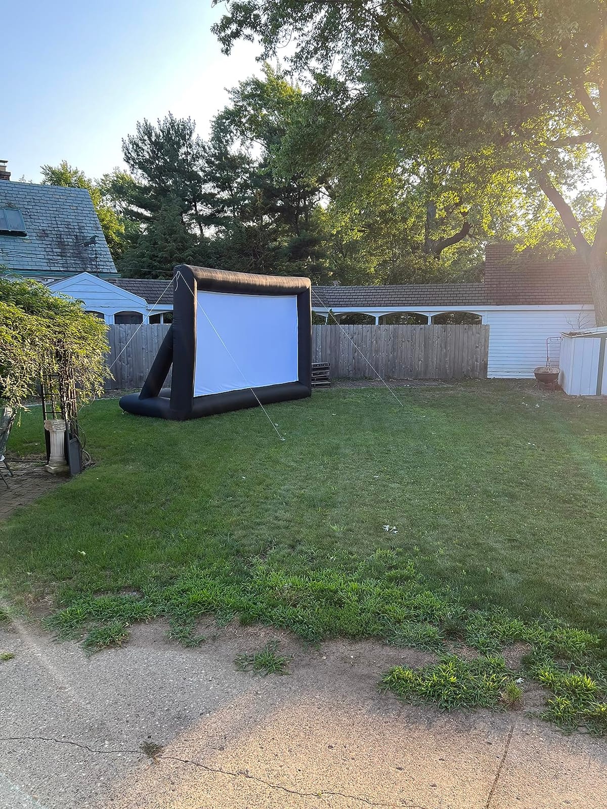 GYUEM 20 feet Inflatable Portable Projector Movie Screen - Huge Air-Blown Cinema Projection Screen Package with Rope, Blower,Tent Stakes - Front & Rear Projection,for Outdoor Party Backyard Pool Fun customer photo 1