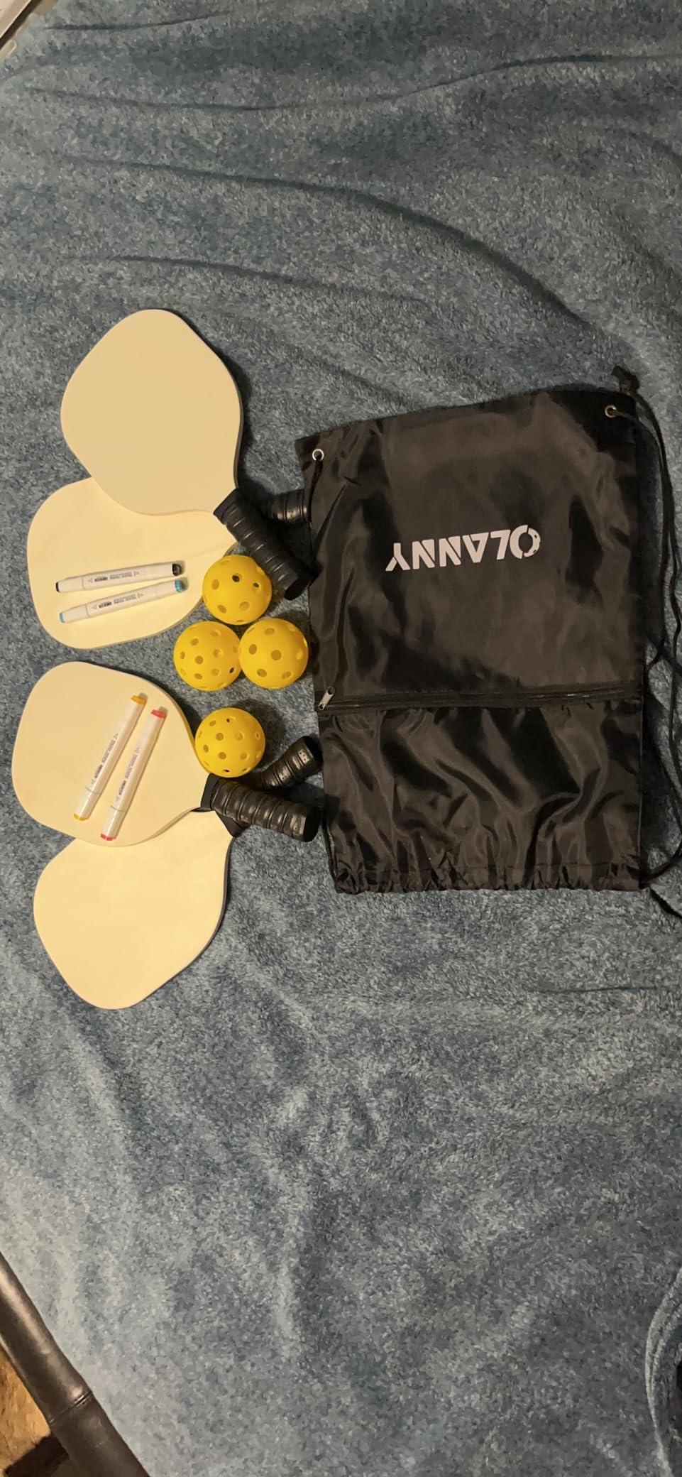 OLANNY Graphite Pickleball Paddles Set - Premium Rackets Fiber Face & Polymer Honeycomb Core Pickleball Set Includes Pickleball Paddles + Pickleball Balls + Replacement Soft Grip + 1 Bag customer photo 2