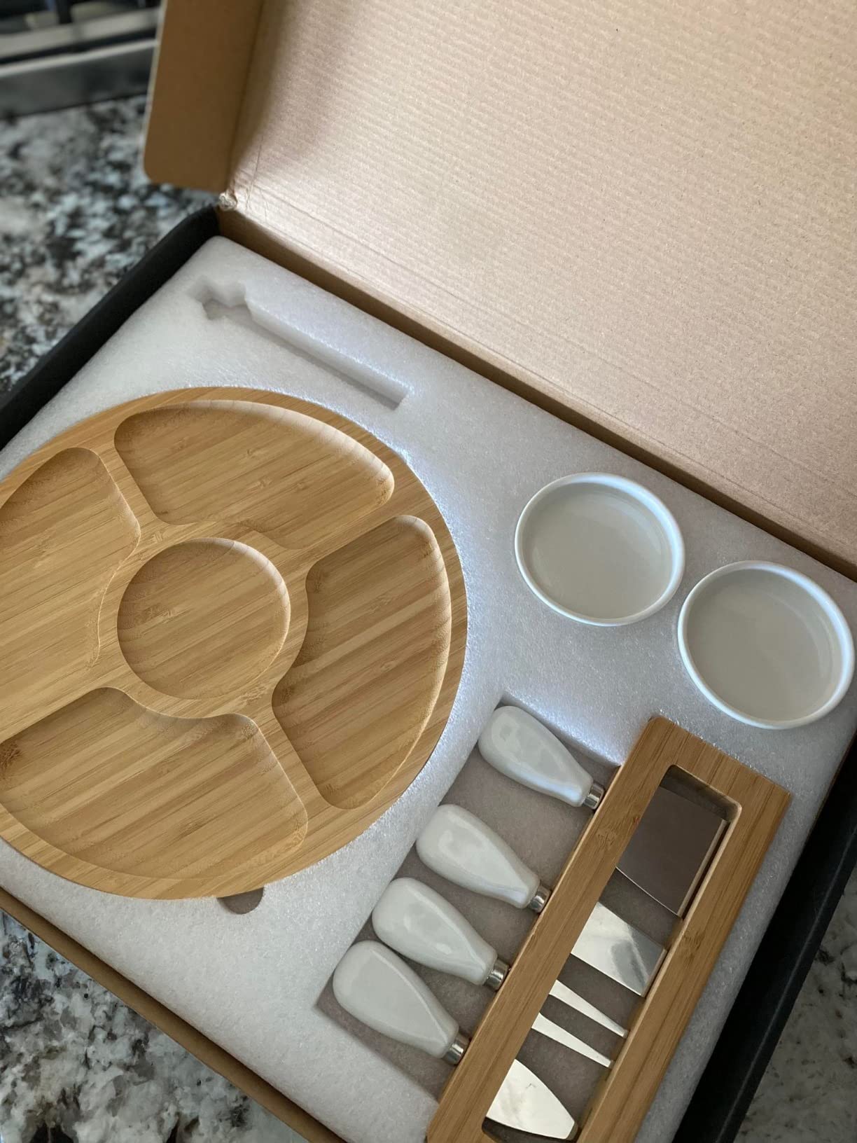 SMIRLY Charcuterie Boards Set, Large Cheese Board Set, Natural Bamboo Charcuterie Tray Cheese Platter with Accessories - Housewarming Gifts New Home, Wedding & Bridal Shower Gifts for Women, Couples customer photo 2