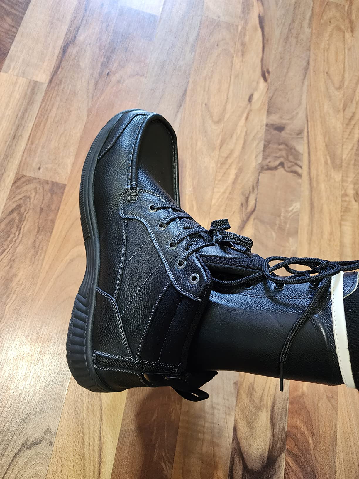 Orthofeet Ryder Orthopedic Men Leather Slip on Boots | Hands-Free Tie-Less Leather Walking Boot with Dual-Zip, Arch Support, Ergonomic Cushioning, Wide Toe Box for Casual Outings customer photo 1