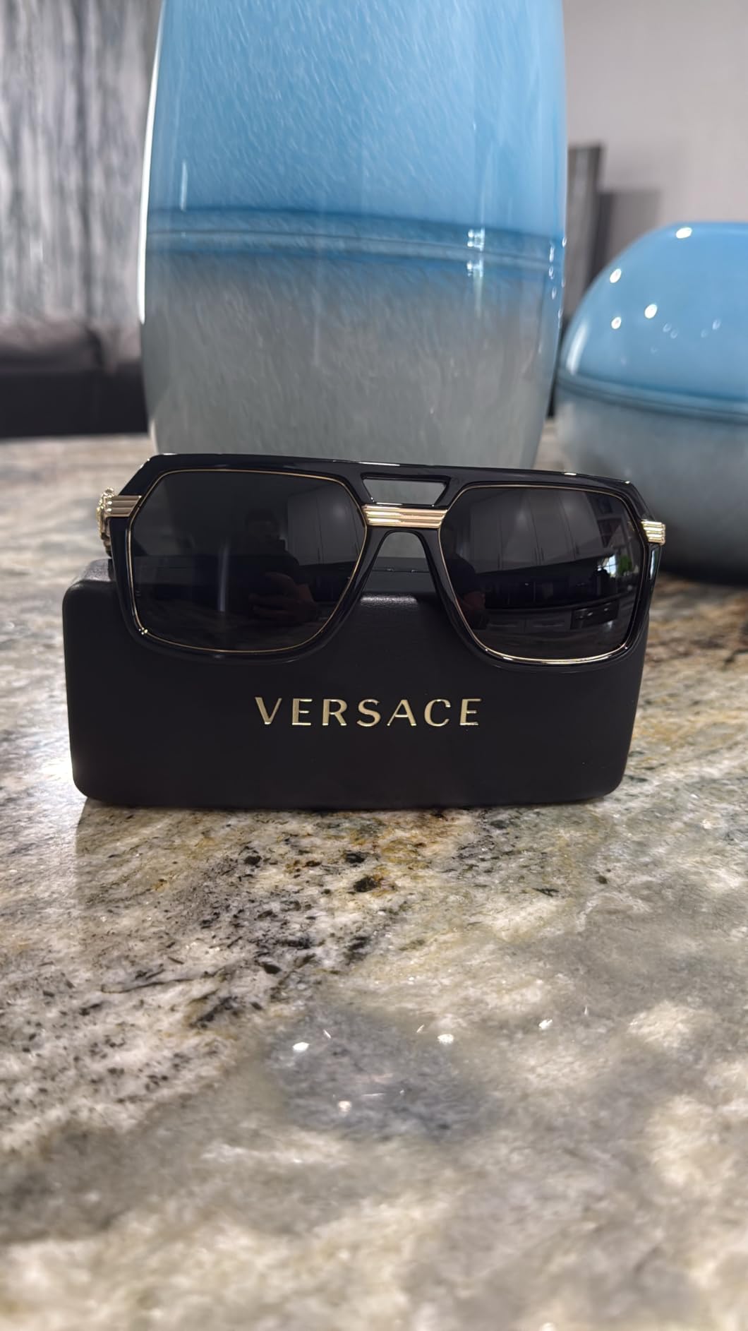Versace Man Sunglasses Black Frame, Dark Grey Lenses, 58MM customer photo 1