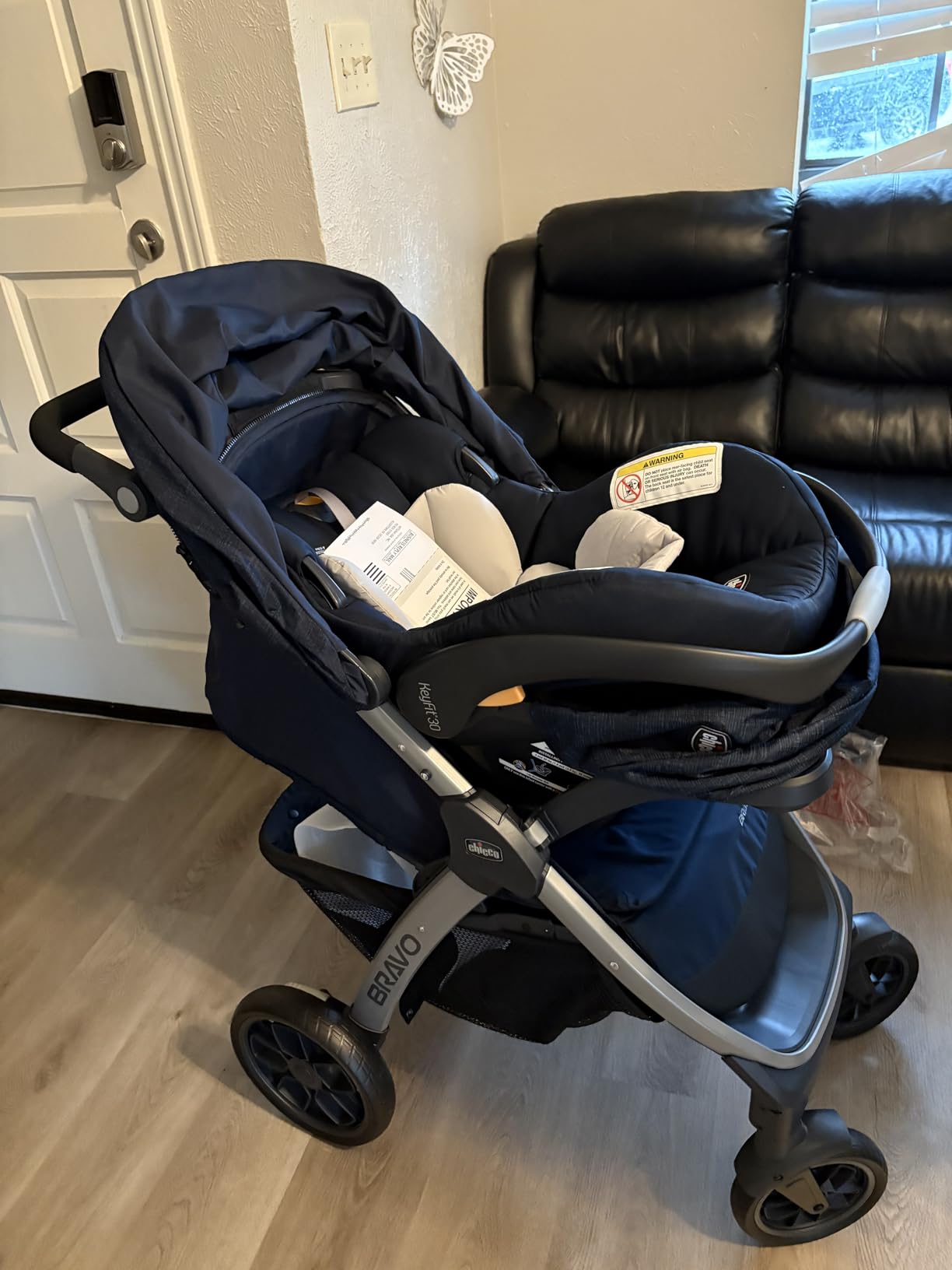 Chicco Bravo 3-in-1 Travel System, Quick-Fold Stroller with Car Seat, Camden/Black, KeyFit 30 customer photo 1