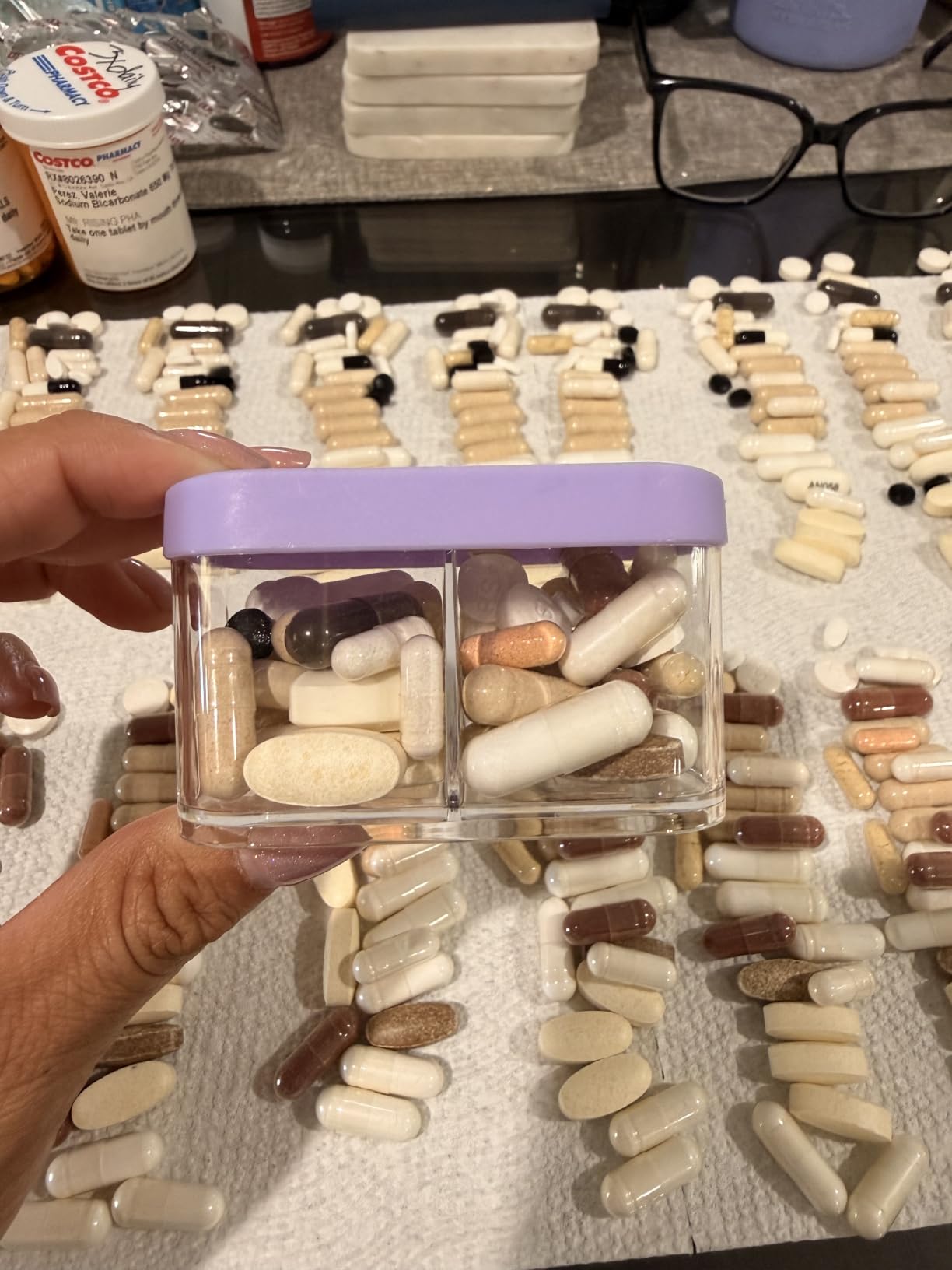 Odaro Extra Large Weekly Pill Organizer, XL Pill Box 7 Day Am Pm, Jumbo Medicine Organizer 2 Times A Day to Hold Daily Medicine Vitamin and Supplements - Rainbow customer photo 2