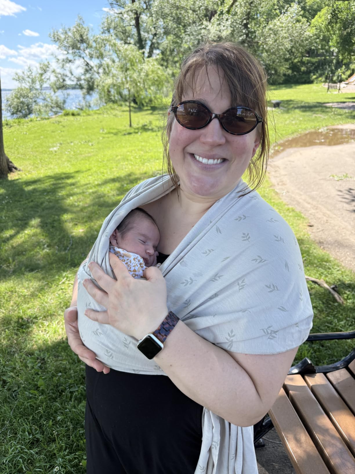 KeaBabies Baby Wrap Carrier, All in 1 Original Baby Carrier (Stone Gray) customer photo 1