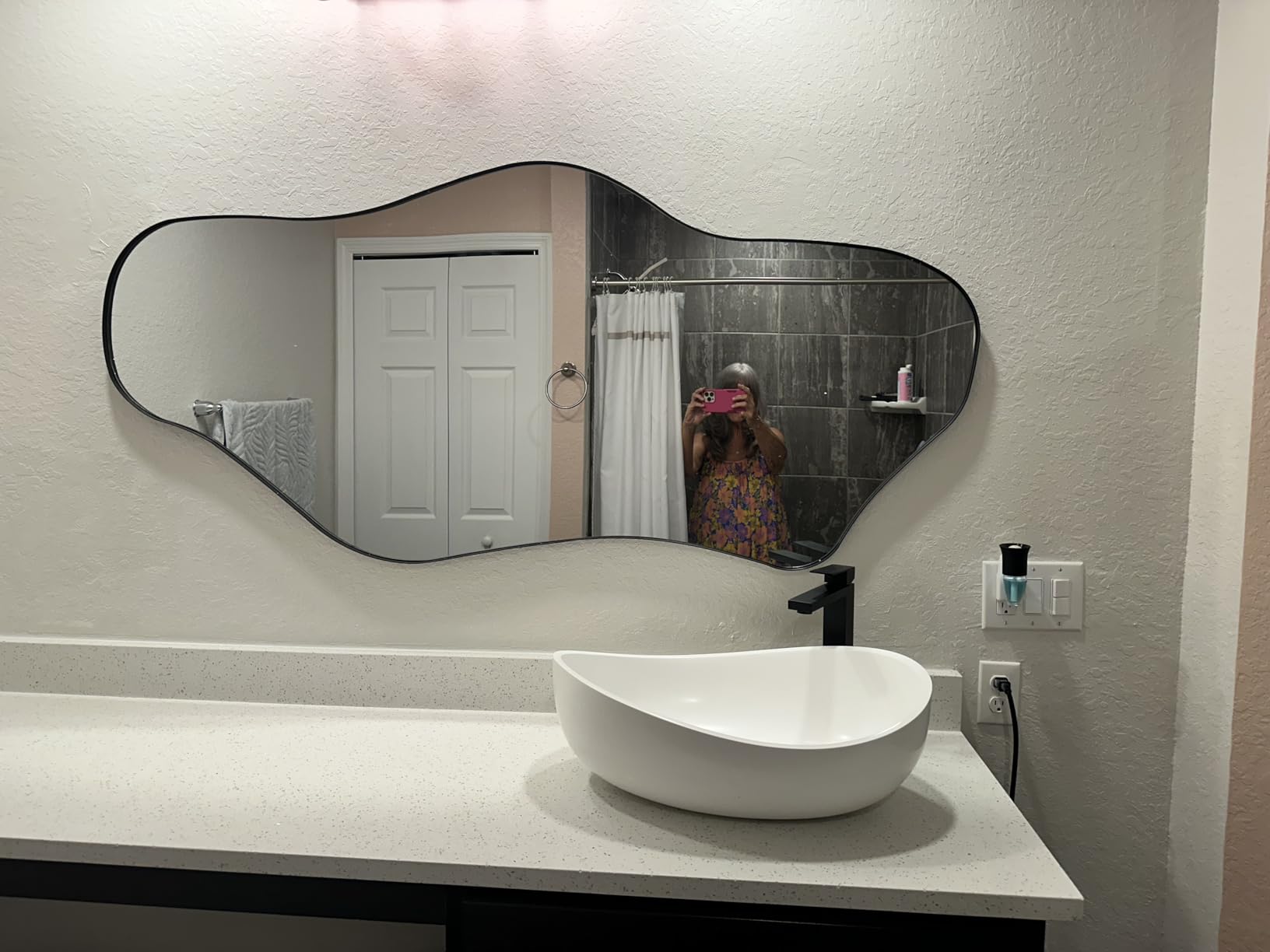 22.44'' Stone Resin Bathroom Vessel Sink, Glossy White | Oval Vessel Sink with Pop-Up Drain, Modern Above Counter Basin for Vanity Countertop, No Faucet Hole, No Overflow customer photo 2