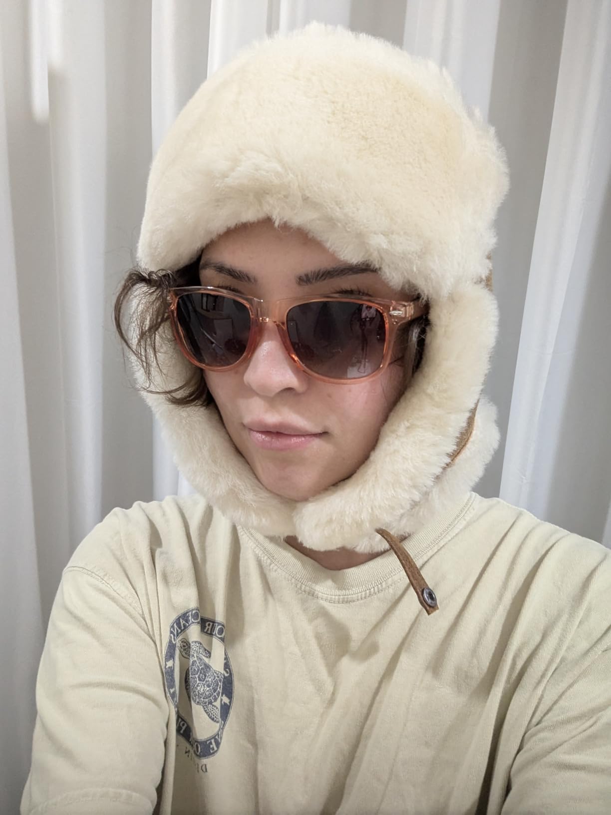 Ushanka Aviator Trapper Leather Hat - Men Women Sheepskin Fur Russian Soviet Earflaps, Warm Outdoor Winter Hat 2024 customer photo 2