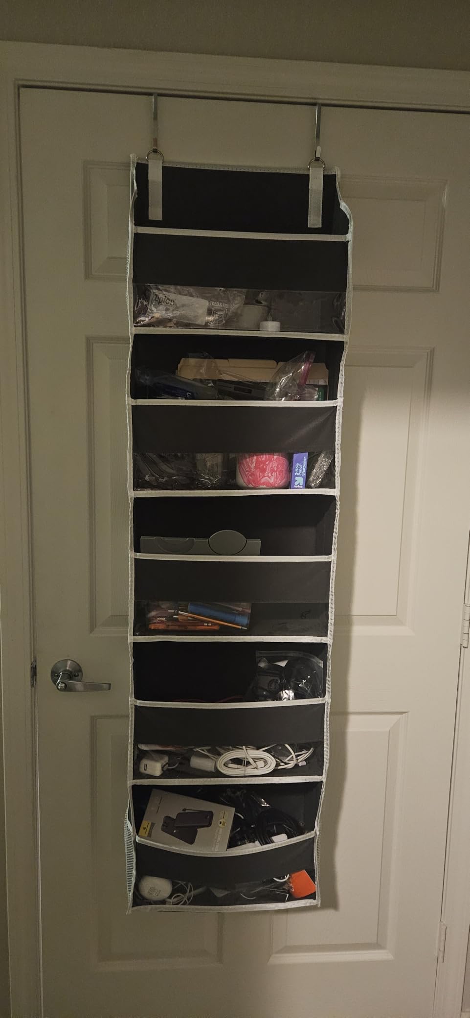 ULG 1 Pack Over Door Organizer with 5 Large and 10 Mesh Side Pockets, 44 lbs Weight Capacity Hanging Storage with Clear Window Kids Toys, Shoes, Diapers, Dark Grey, 5 Layers customer photo 1