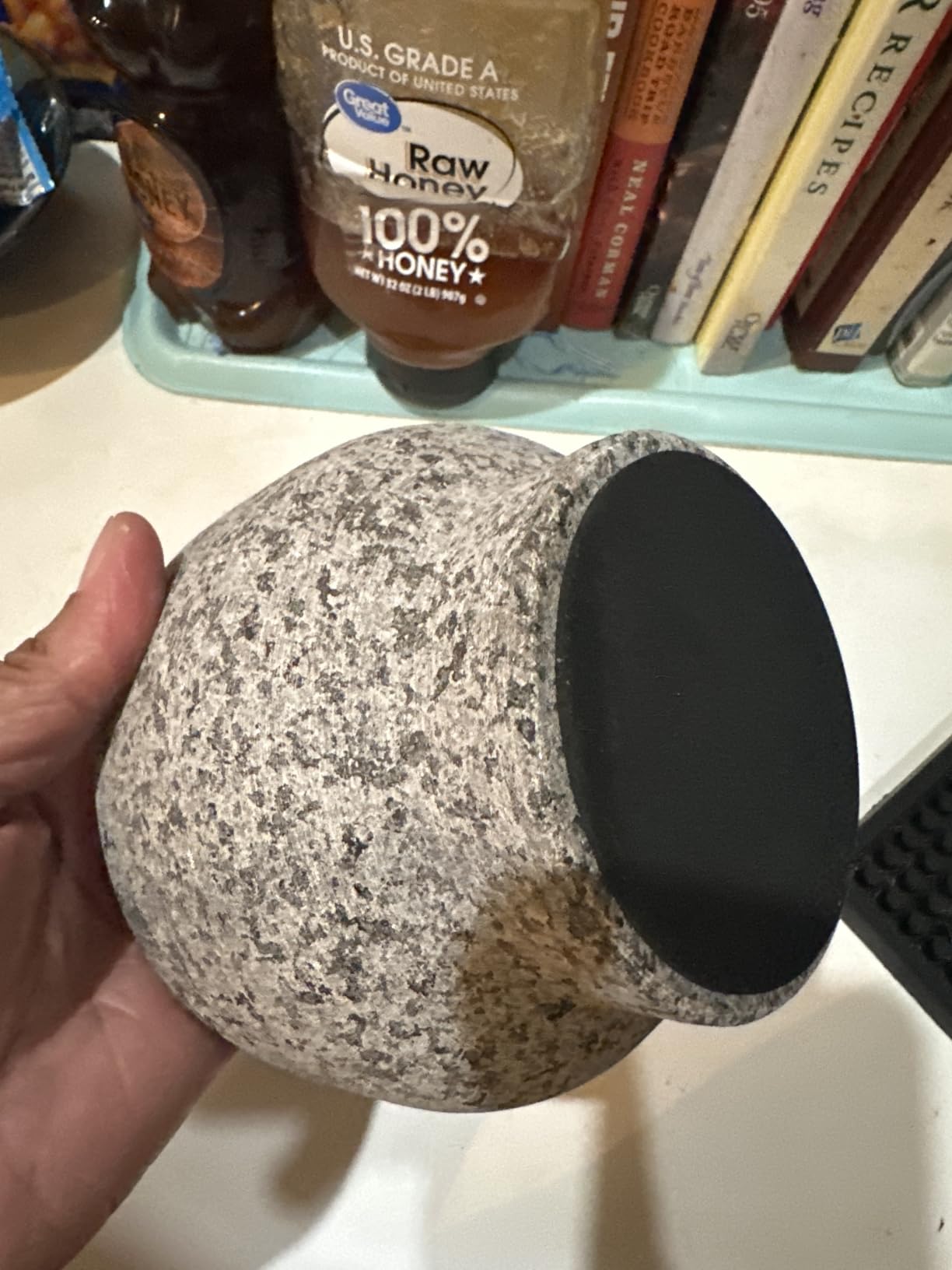 PriorityChef 1.5 Cup Mortar and Pestle Set, 100% Natural Granite, 5.1 Inch Diameter Bowl with 6.5 Inch Pestle, Make Fresh Guacamole at Home, Solid Stone Grinder Bowl, Herb and Spice Grinder, Grey customer photo 2