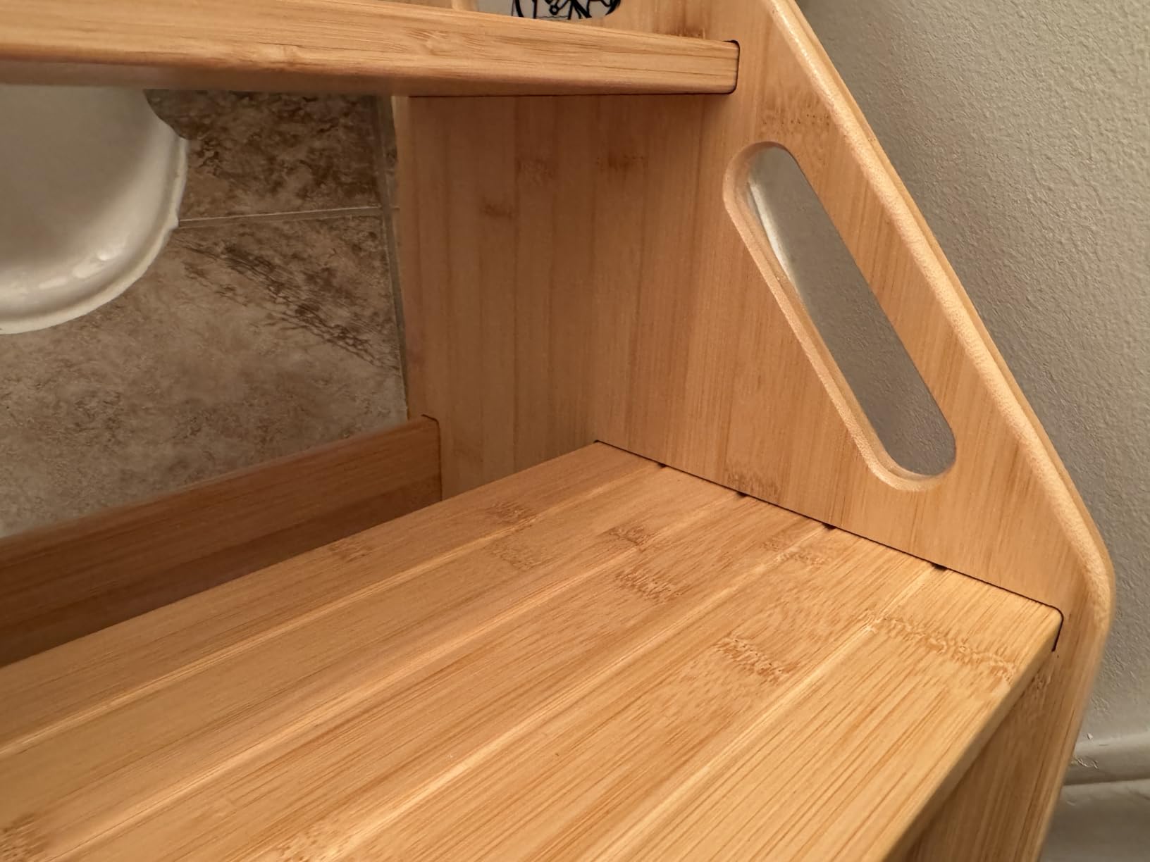 AMBIRD Wooden Step Stool, Two Step Stools Toddler 300 lbs Capacity with Safety Non-Slip Pads and Handles, Bamboo Step Stool for Bathroom, Kitchen customer photo 1