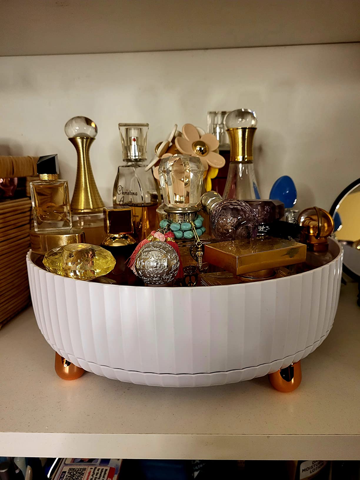 funest Makeup Perfume Organizer, 360 Degree Rotating Lazy Susan Cosmetic Desk Storage Lotions Display Case Round Tray with Large Capacity, for your Jewelry customer photo 2