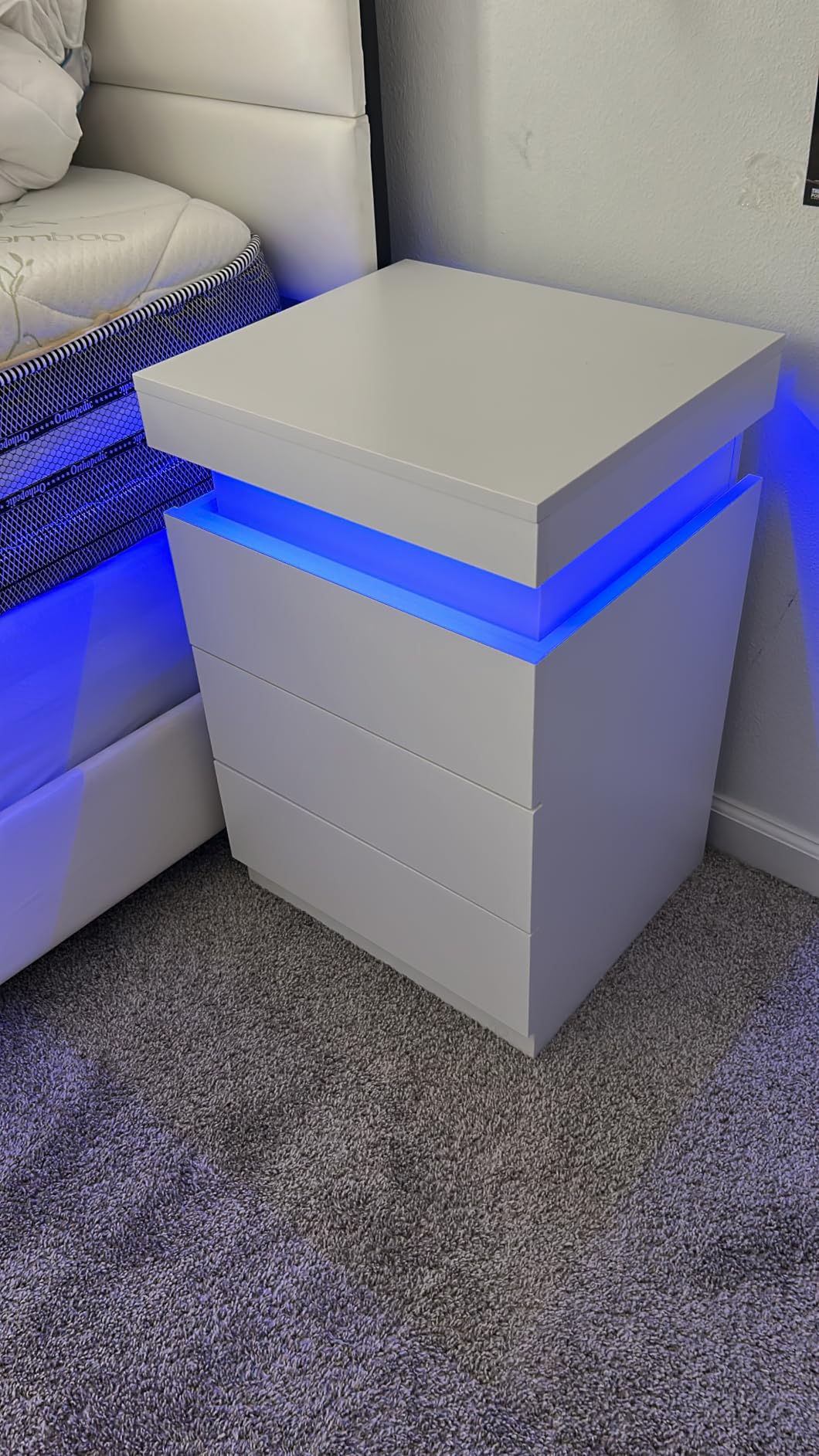 ADORNEVE Black Nightstand with Charging Station and LED Lights customer photo 1