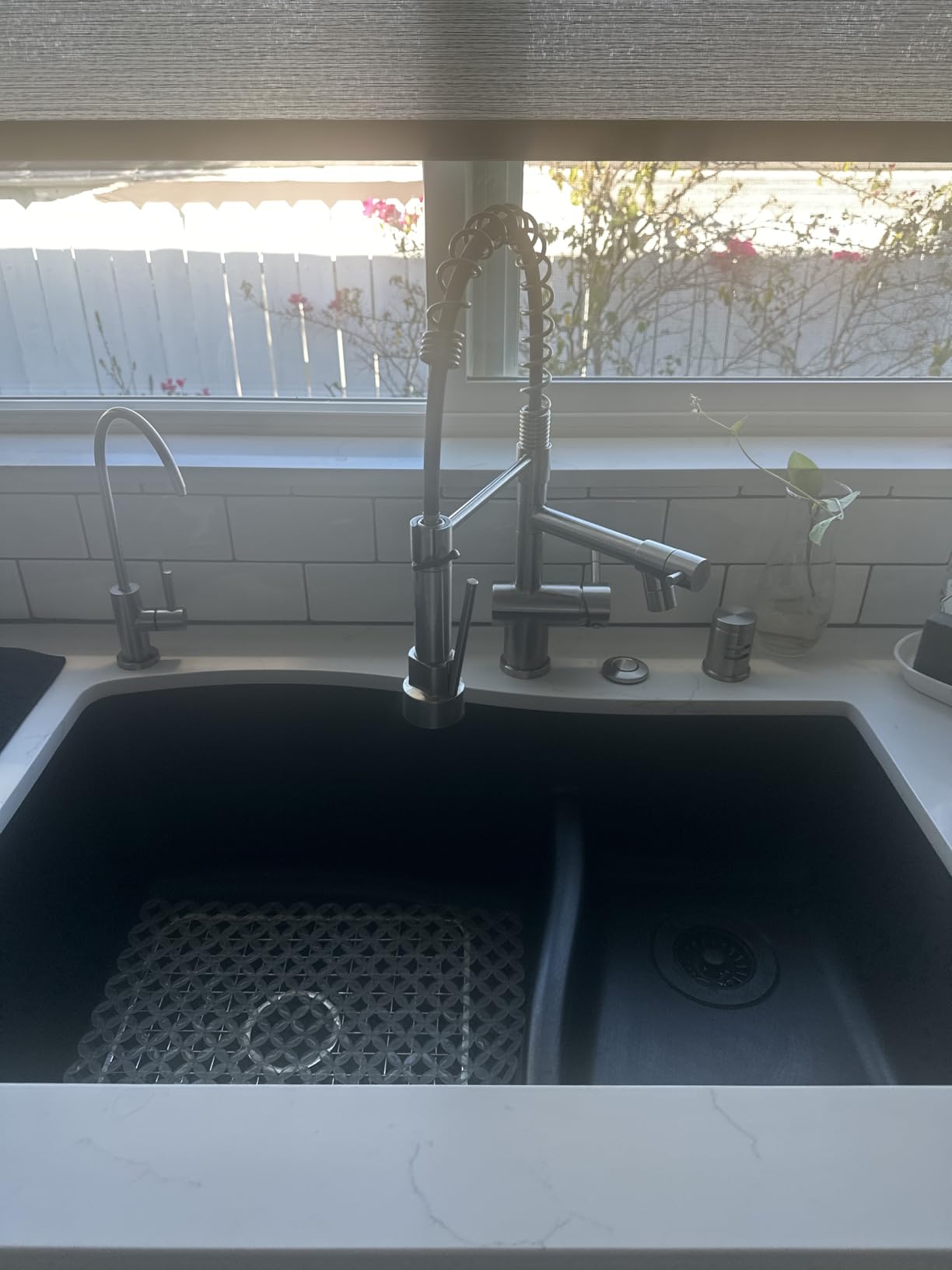 VFAUOSIT Commercial Kitchen Faucet with Pull Down Sprayer, Matte Black | Dual Outlets, Hands-Free Buckle Lock, Tilted Pot Filler, 360-Degree Independent Rotation, cUPC/CEC Certified, 500,000-Cycle Valve customer photo 1
