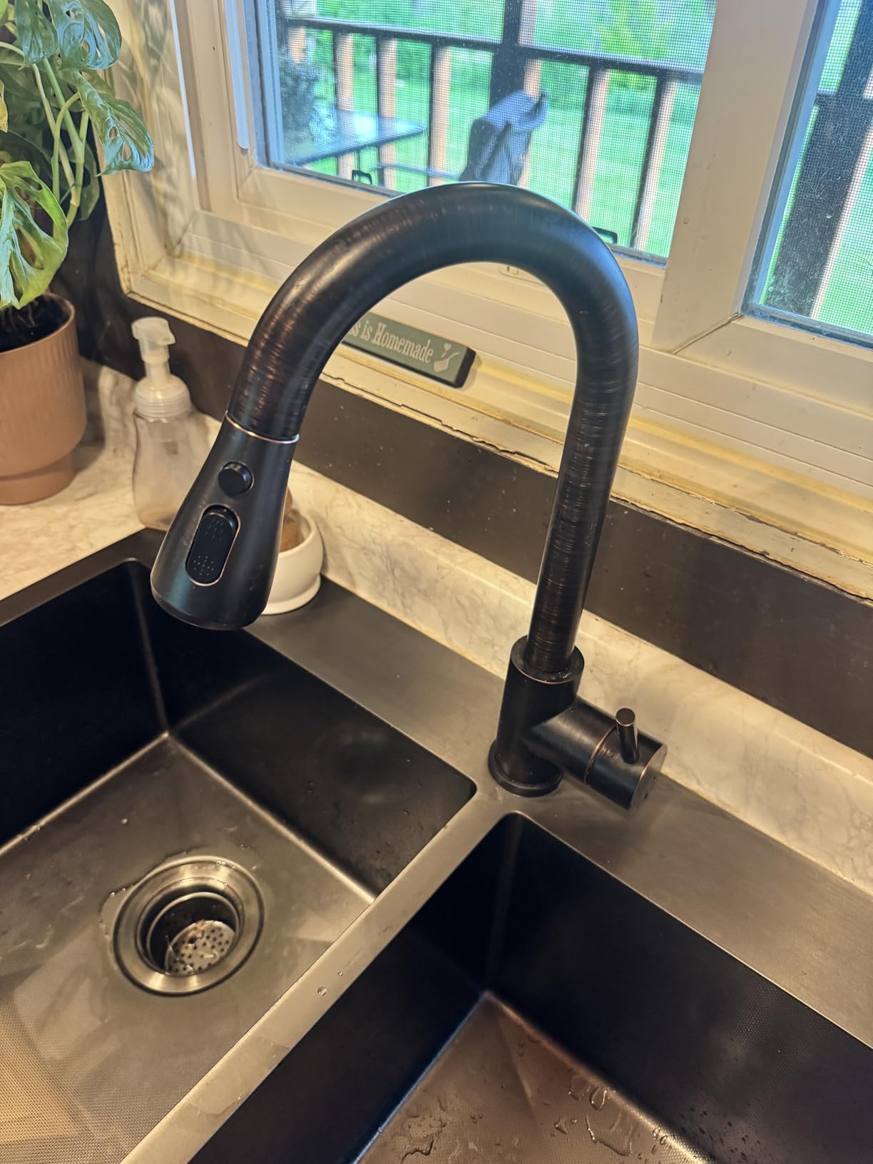 VFAUOSIT Commercial Kitchen Faucet with Pull Down Sprayer, Matte Black | Dual Outlets, Hands-Free Buckle Lock, Tilted Pot Filler, 360-Degree Independent Rotation, cUPC/CEC Certified, 500,000-Cycle Valve customer photo 2