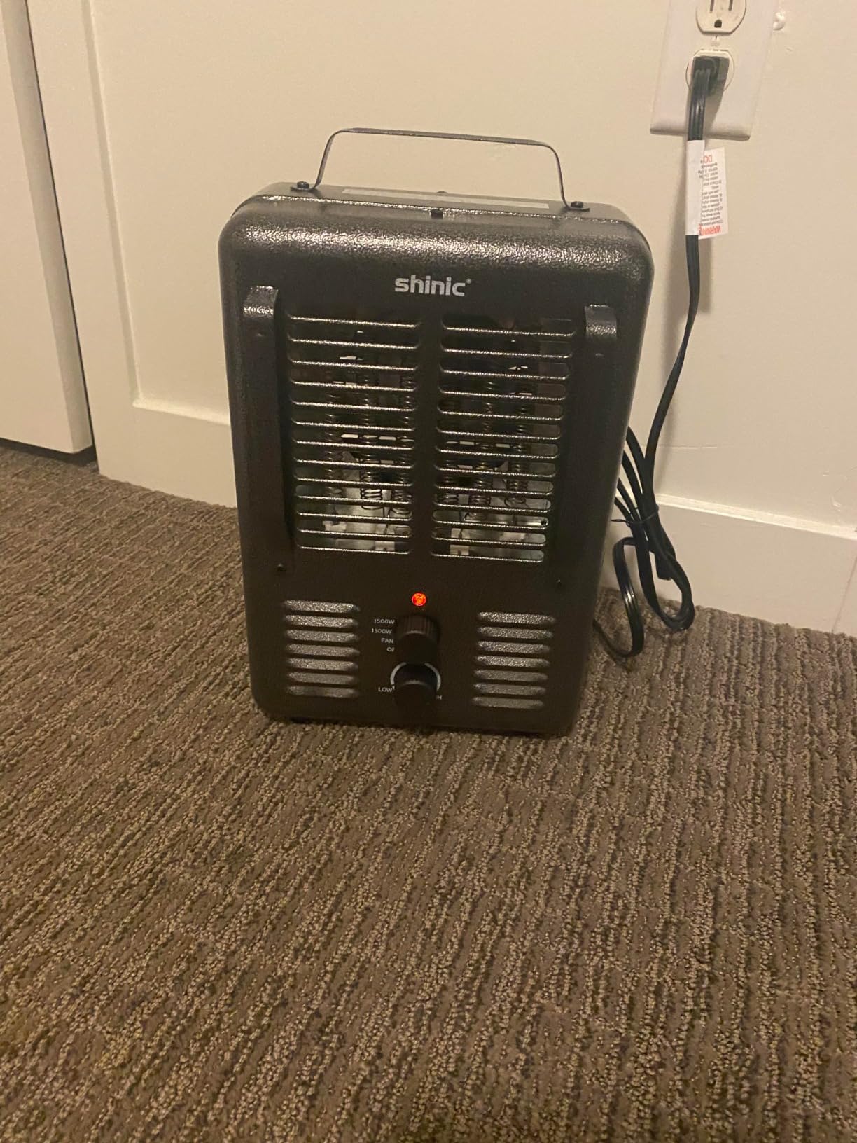 Shinic Space Heater, 1500W Milkhouse Heater with Thermostat, Stay Cool Durable Metal Housing, Overheat protection, 3-Prong Plug, Tip-Over Auto Shut Off, Utility Heater for Garage, Bedroom, Greenhouse customer photo 2