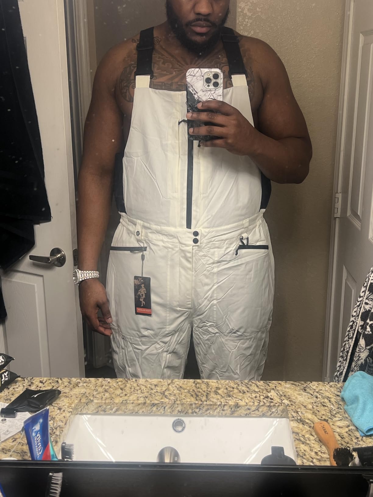 FREE SOLDIER Men's Insulated Waterproof Snow Bibs Ski Overalls customer photo 2