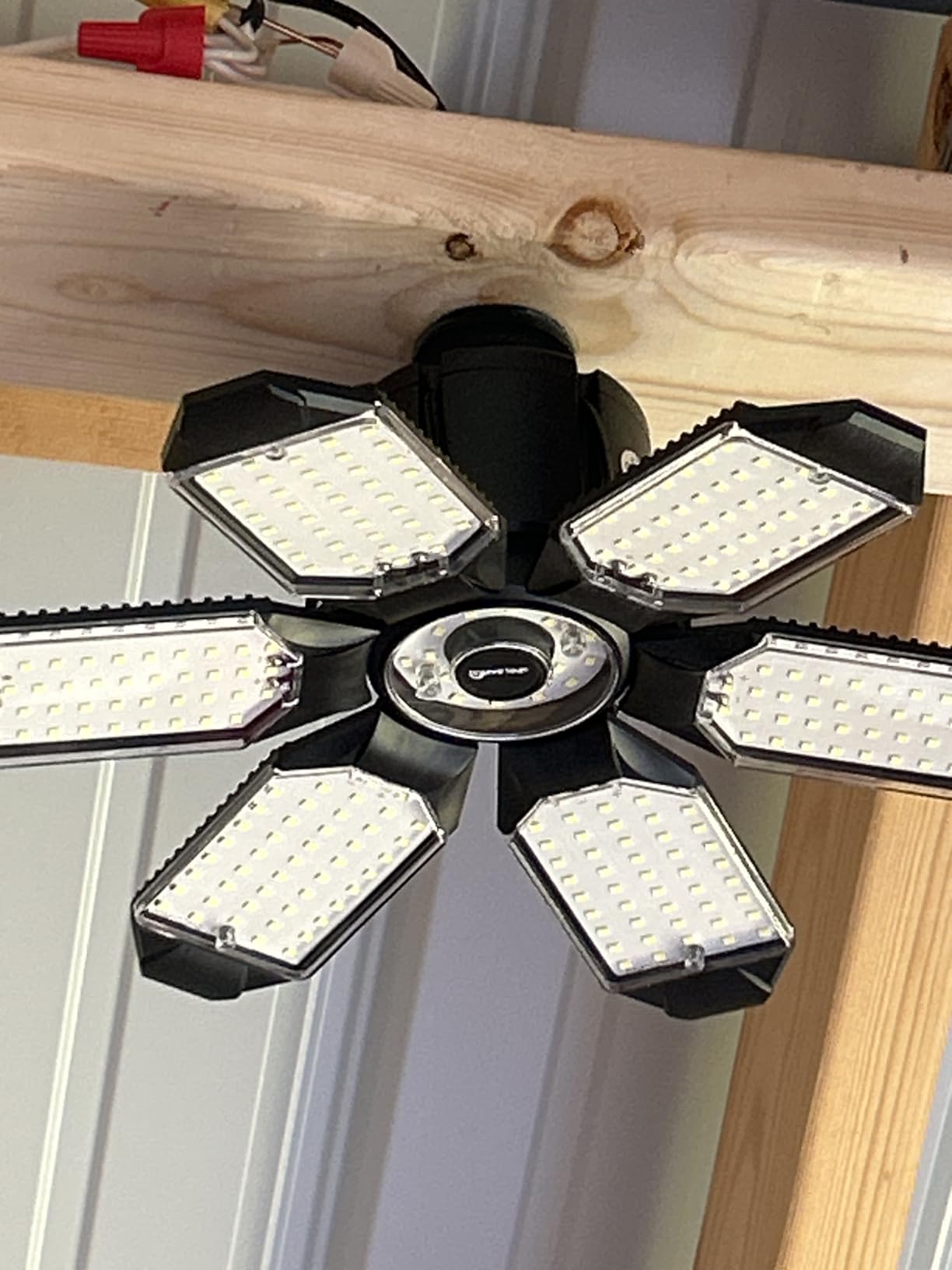 Garage Lights - 2Pack Super Bright 32000LM LED Garage Ceiling Light 6500K LED Shop Light w/ 6 Deformable Panels Screw in E26/E27 Socket Light Bulbs for Workshop Storage Warehouse Attic customer photo 2