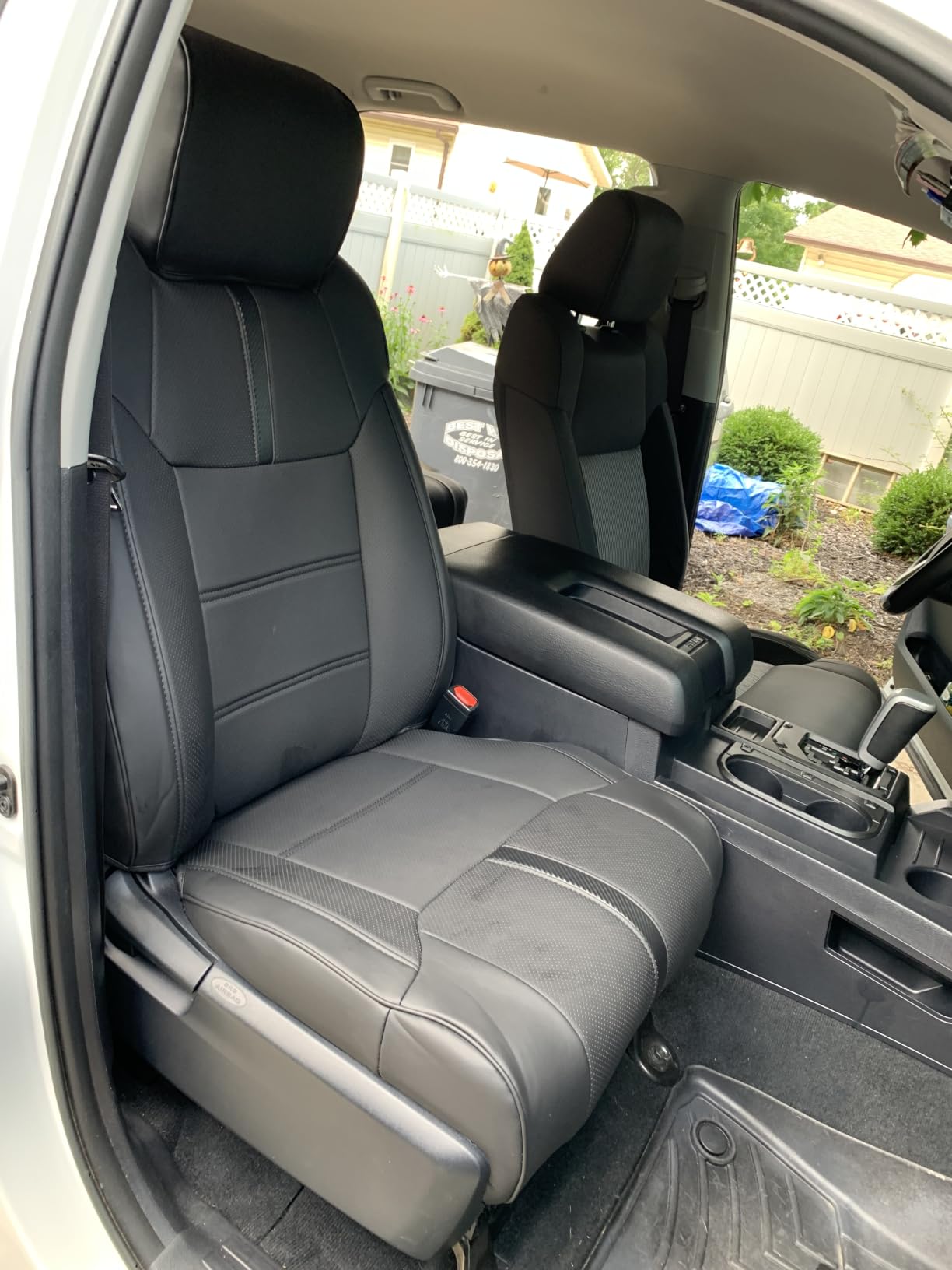 Super Cover for Toyota Tundra Seat Covers 2014-2021 (CrewMax only), Full Covered Leather Seat Protectors for Tundra 2021 2020 2019 2018 2017 2016 2015 2014 Truck Car Accessories with Carbon Fiber customer photo 1