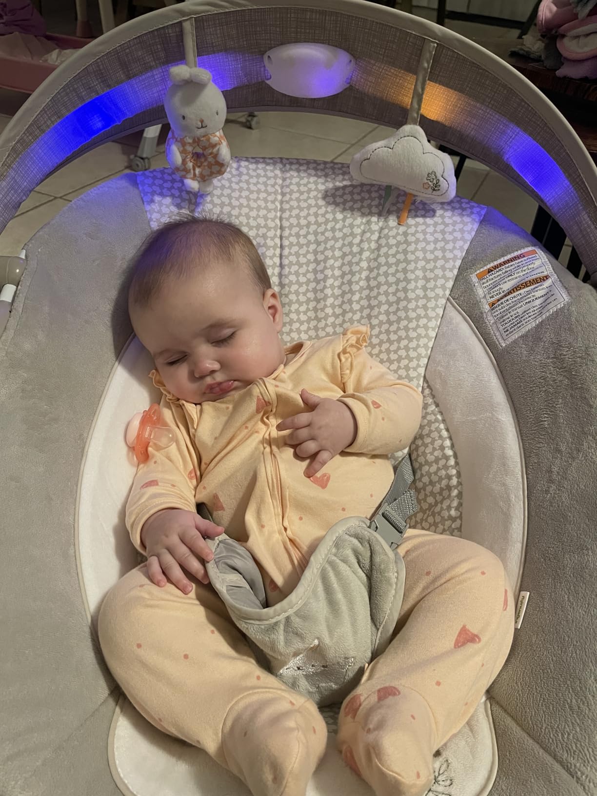 Ingenuity InLighten Baby Bouncer Seat with Light Up Toy Bar and Bear Tummy Time Pillow Mat - Nate, Newborn and up customer photo 1