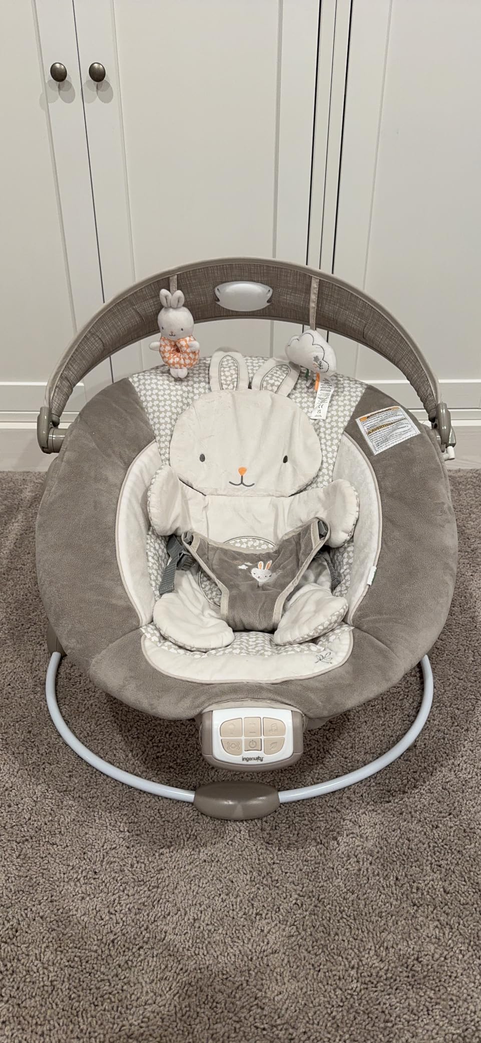 Ingenuity InLighten Baby Bouncer Seat with Light Up Toy Bar and Bear Tummy Time Pillow Mat - Nate, Newborn and up customer photo 2