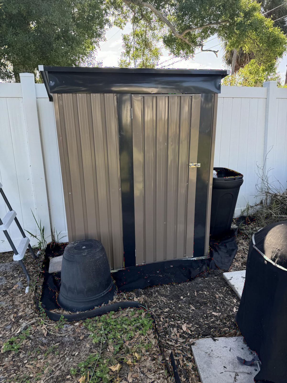 Patiowell 5x3 FT Outdoor Storage Shed, Tool Shed with Sloping Roof and Lockable Door, Metal Shed for Backyard Garden Patio Lawn, Brown customer photo 2