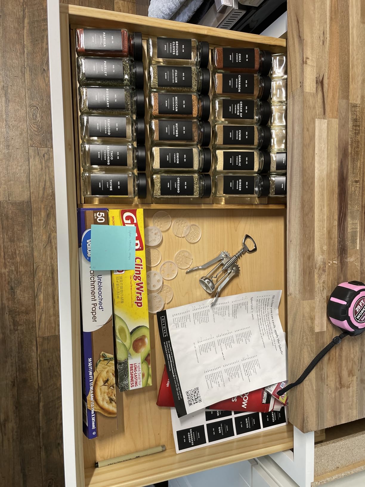 SpaceAid Bamboo Spice Drawer Organizer, (Need 3