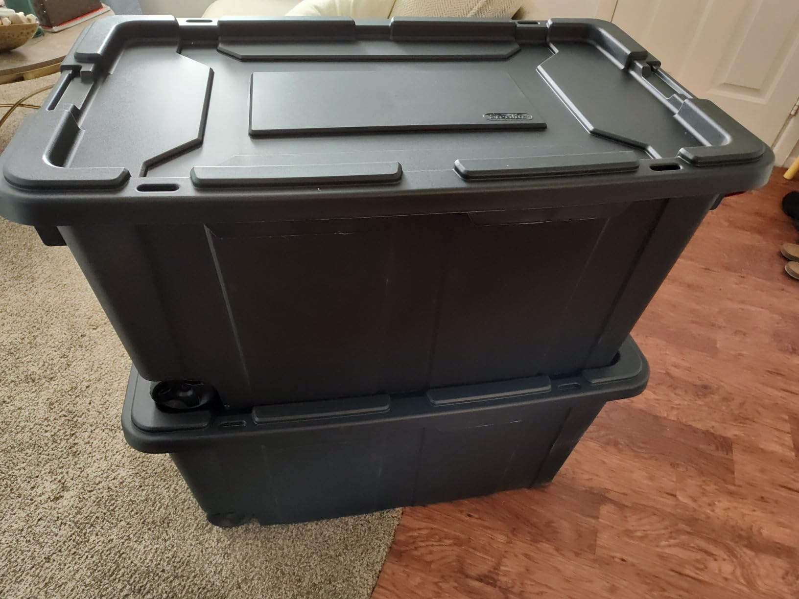 Sterilite Heavy Duty 40 Gallon Wheeled Industrial Storage Tote, 4-Pack, Black customer photo 2
