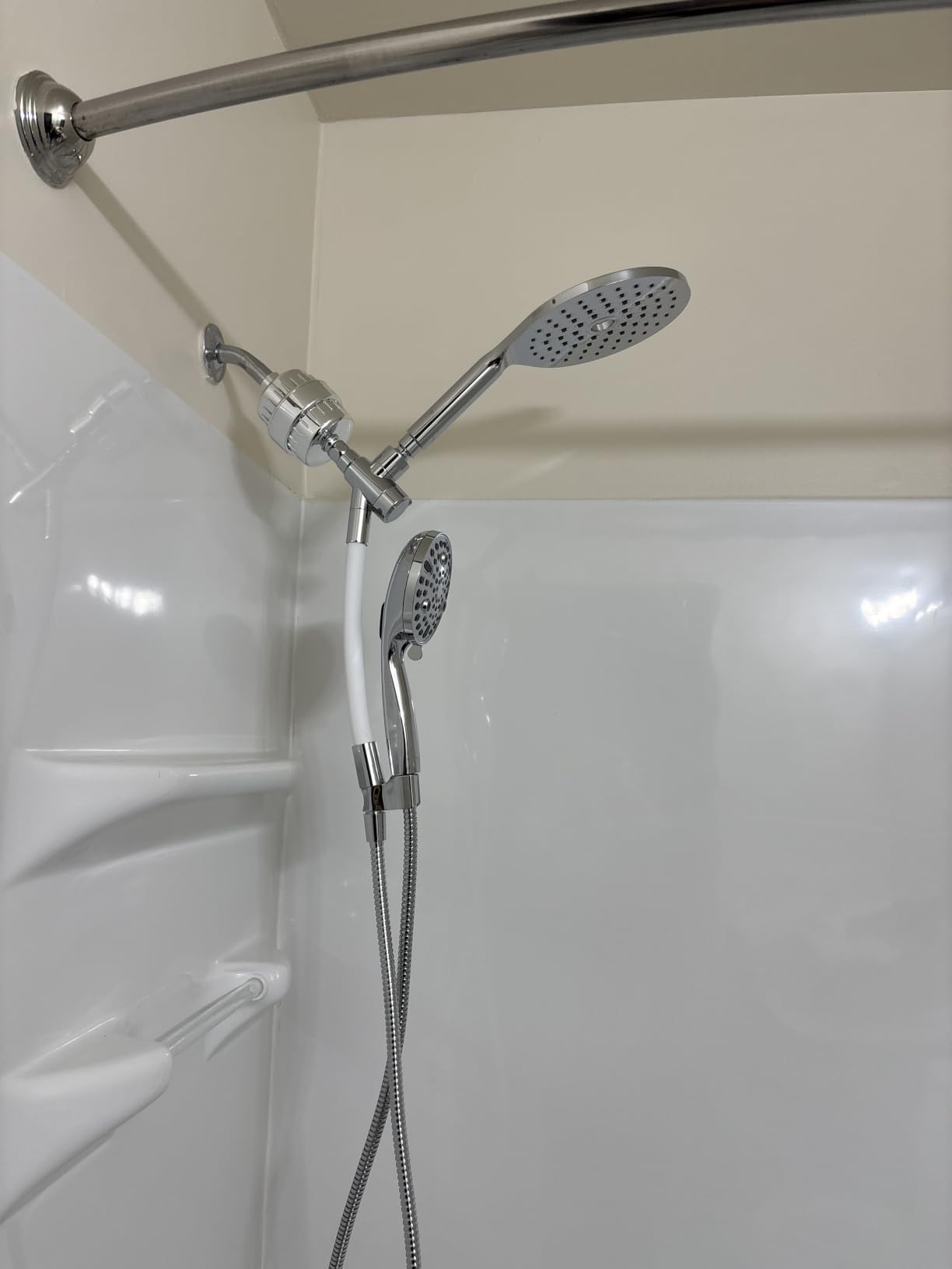 MakeFit Dual Handheld Shower Head Combo, 2-in-1 Rain Shower Heads System 8 Inch Rainfall Shower Head and 10 Modes High Pressure Hand Held Showerhead with Built-in Power Wash customer photo 2
