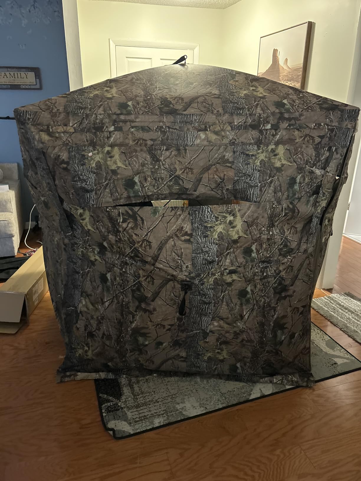 Hunting Blind 270/360 See Through Deer Blind, Pop Up Ground Blind | 2/3/4 Person Camouflage Tent, Portable Concealed Shelter with Carrying Bag, Silent Sliding Windows, Windproof Bottom Layer customer photo 1