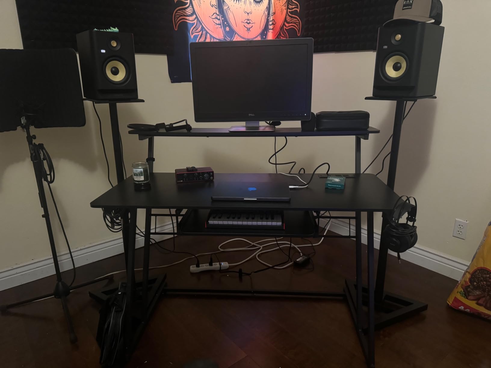 Music Studio Desk with RGB LED Lights, Recording Studio Table for Producer, Black customer photo 1