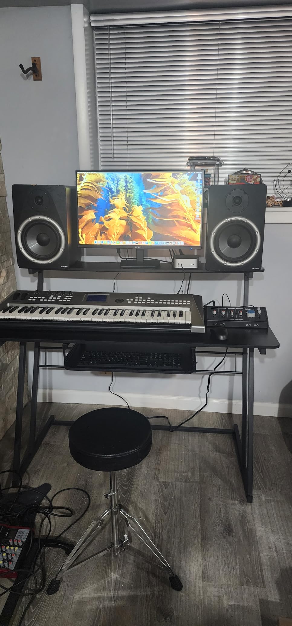 Music Studio Desk with RGB LED Lights, Recording Studio Table for Producer, Black customer photo 2