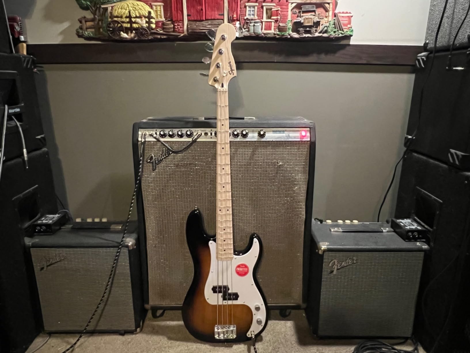 Squier Sonic Precision Bass Guitar, Maple Fingerboard, California Blue | Beginner electric bass guitar, 4-string, affordable Fender quality, bright California Blue finish, maple fingerboard customer photo 1