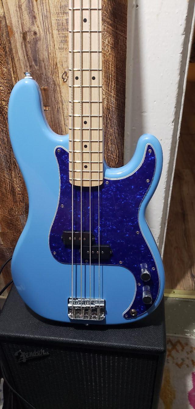 Squier Sonic Precision Bass Guitar, Maple Fingerboard, California Blue | Beginner electric bass guitar, 4-string, affordable Fender quality, bright California Blue finish, maple fingerboard customer photo 2
