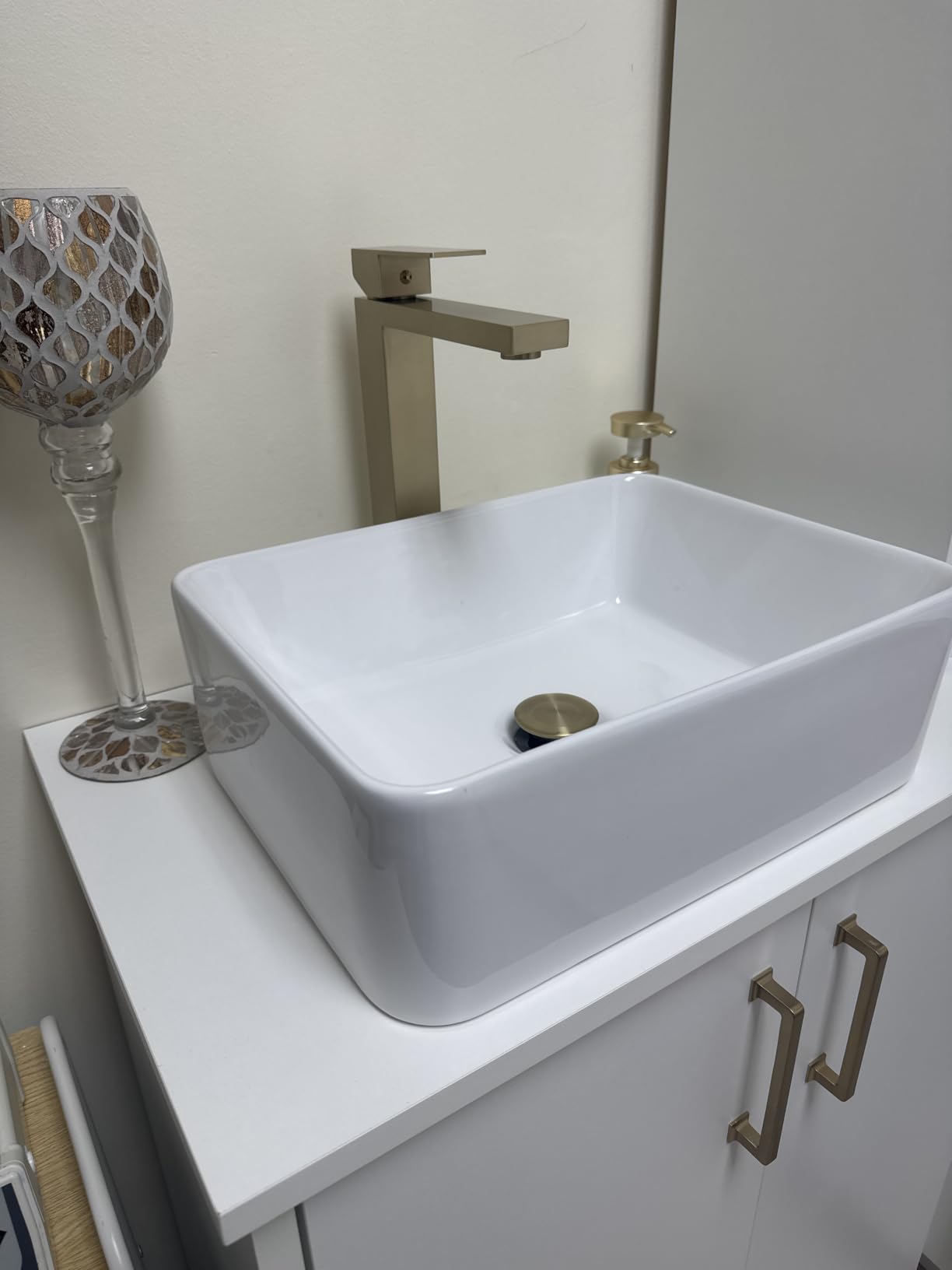 White Vessel Sink, Rectangle 24